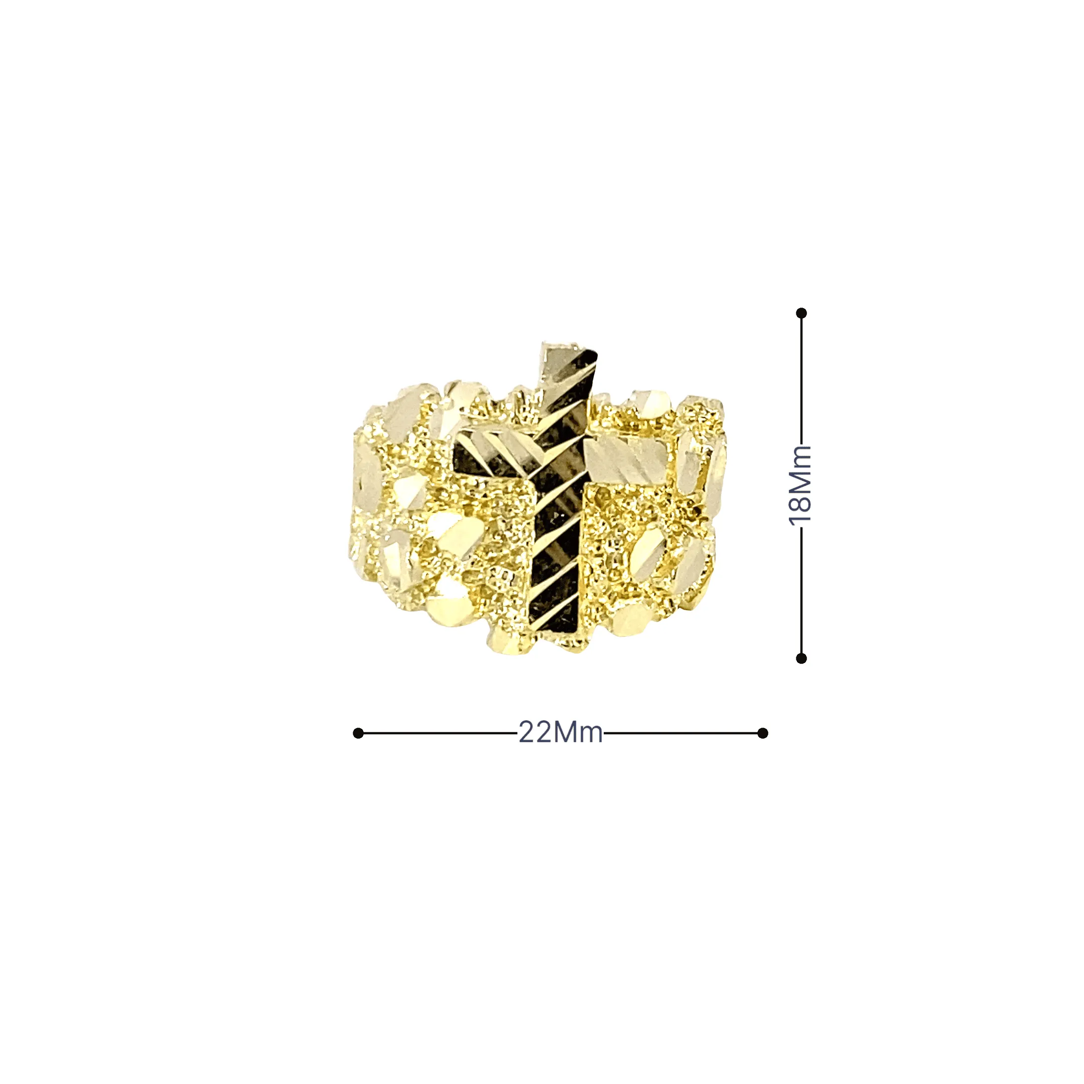 10K Gold Cross Nugget Ring 7.7 Grams