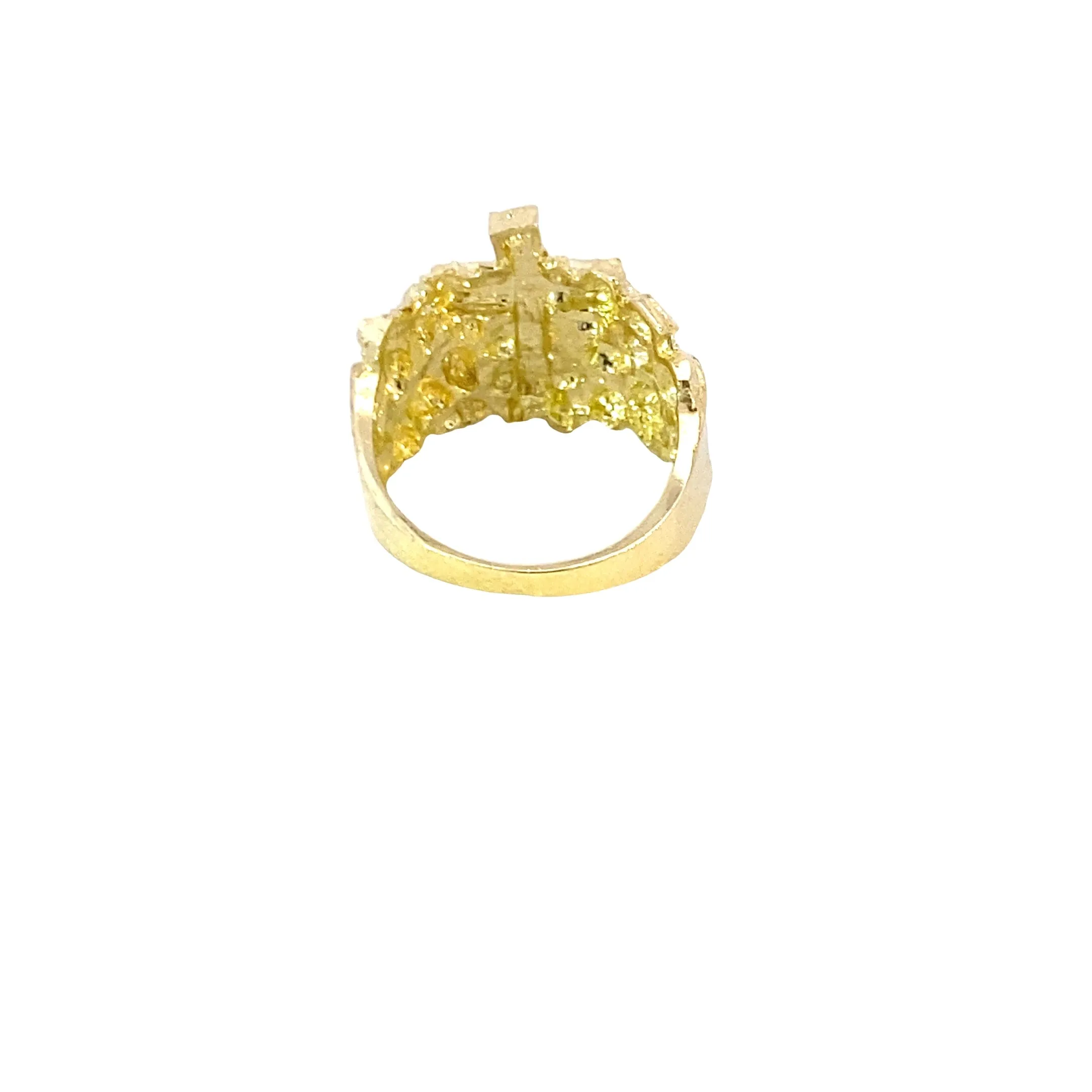 10K Gold Cross Nugget Ring 7.7 Grams