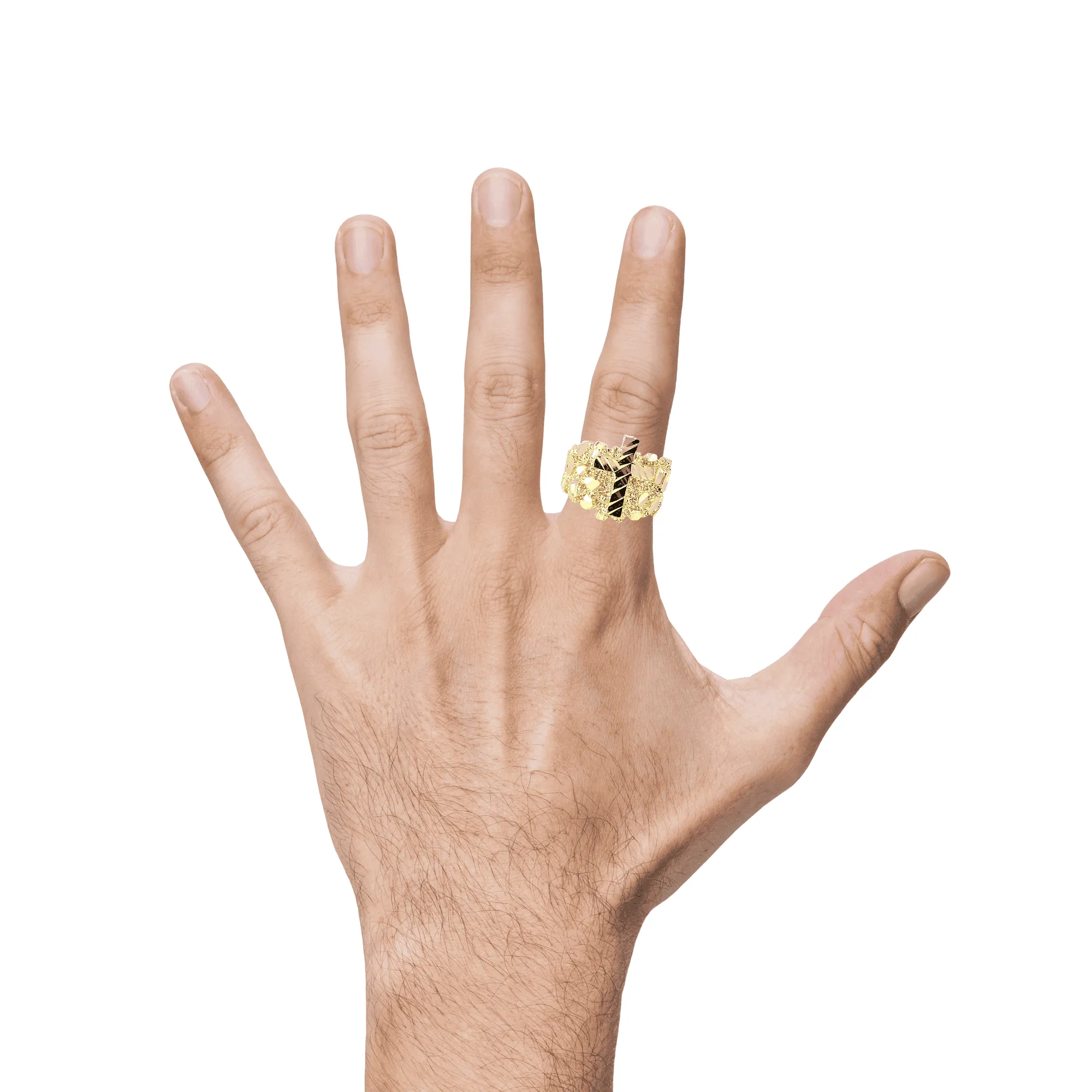 10K Gold Cross Nugget Ring 7.7 Grams