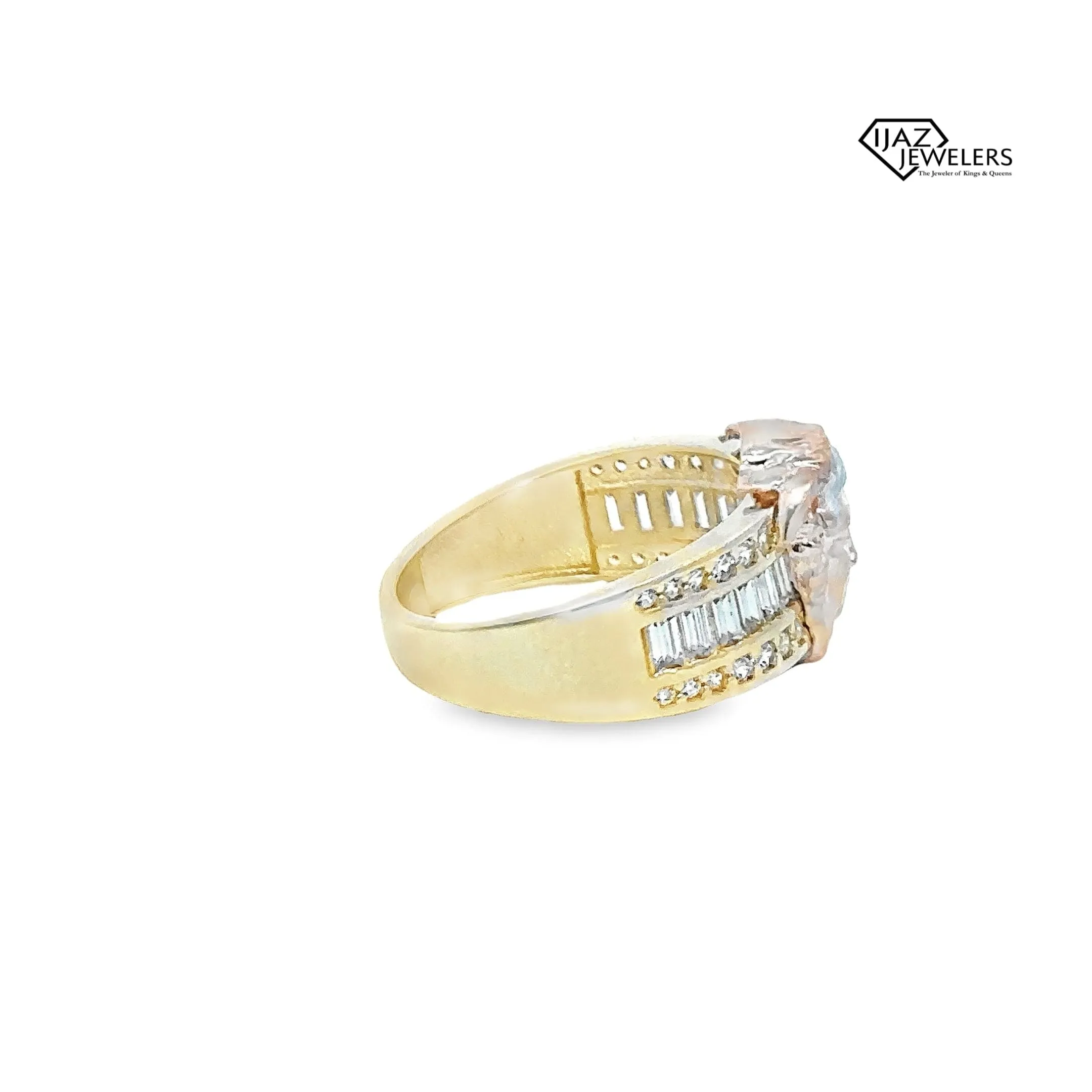 10K Gold Three Tone CZ Medusa Ring