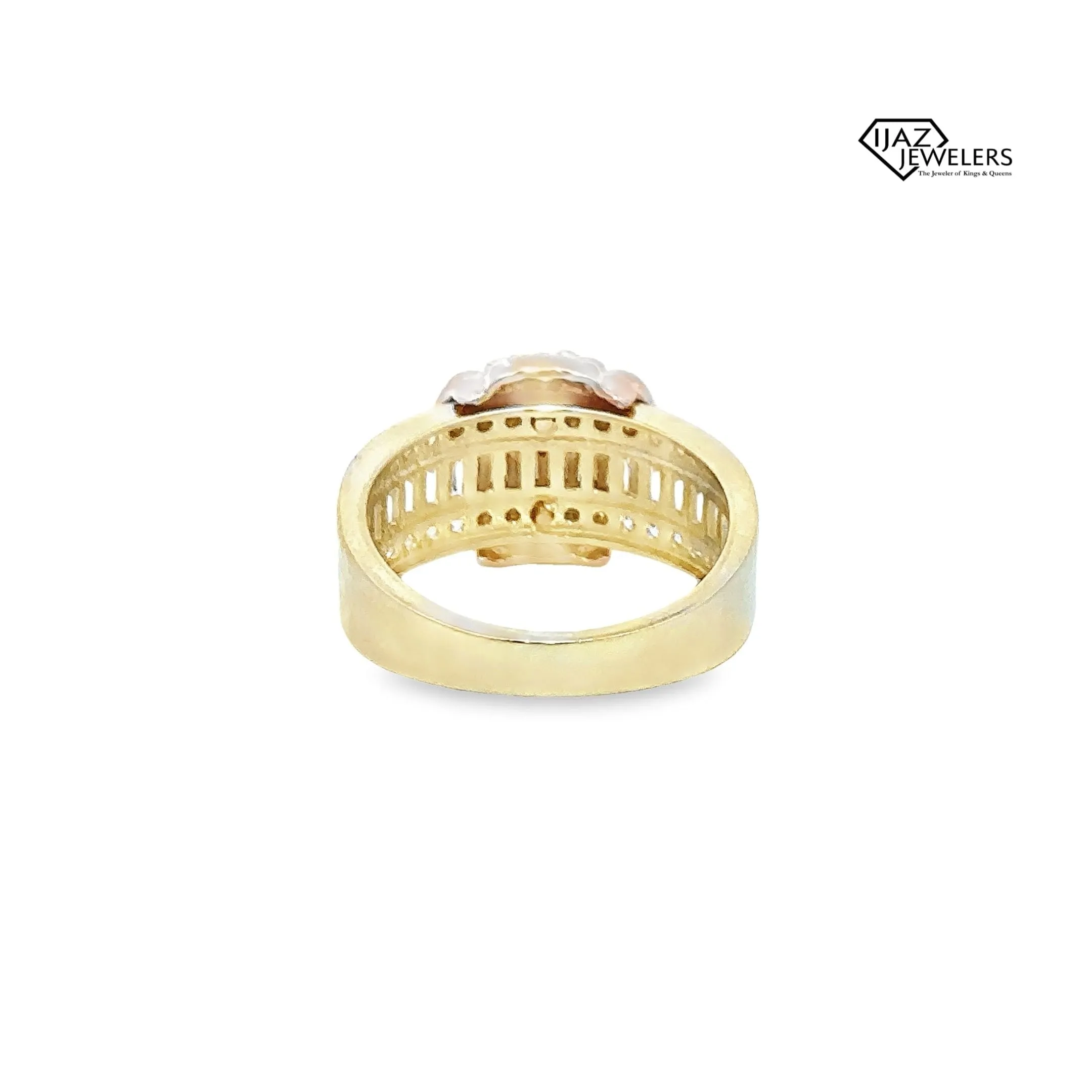 10K Gold Three Tone CZ Medusa Ring
