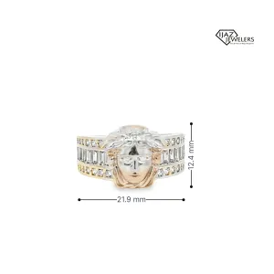 10K Gold Three Tone CZ Medusa Ring