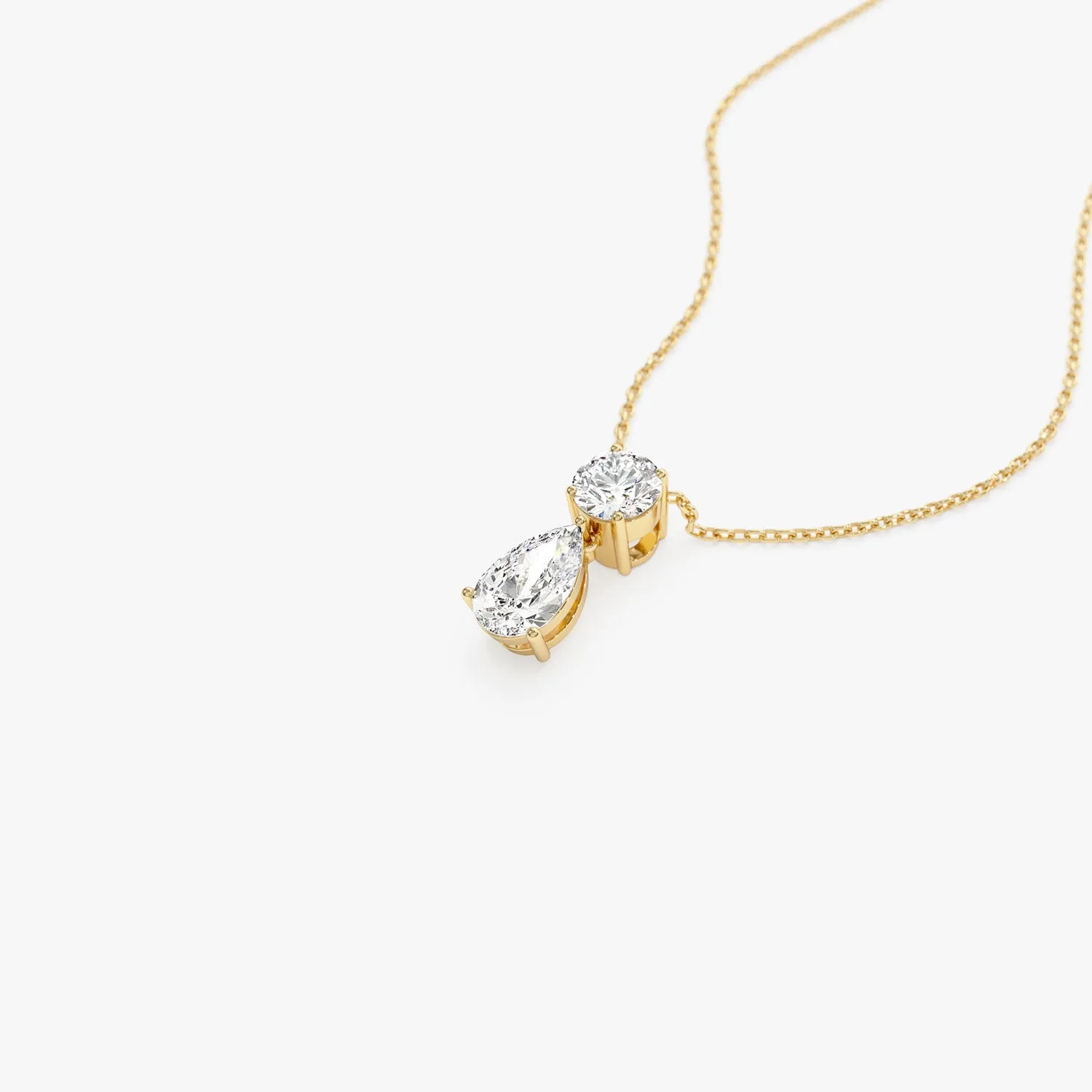 1.25 ctw 14K Basket Setting Pear Shape & Round Cut Lab Grown Diamond Necklace - Lila