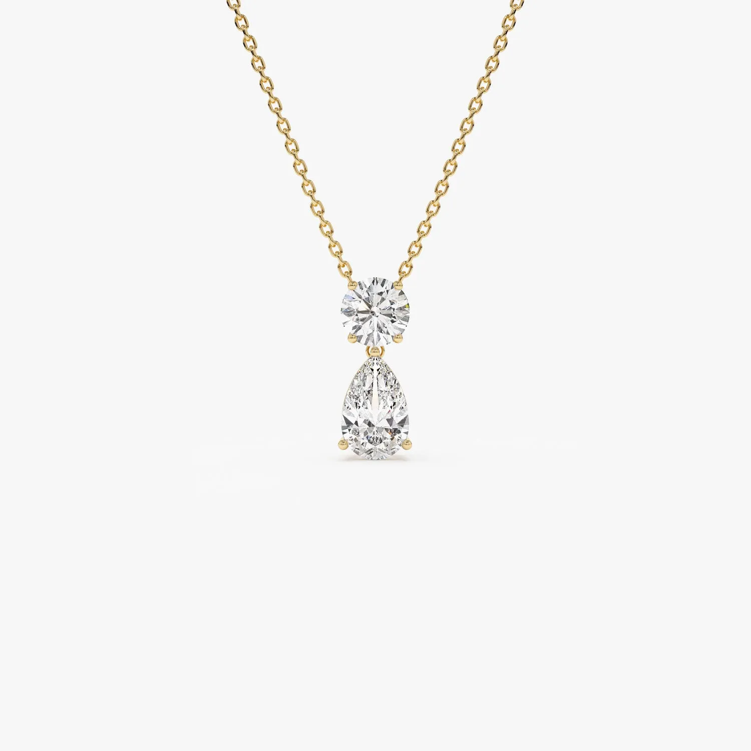 1.25 ctw 14K Basket Setting Pear Shape & Round Cut Lab Grown Diamond Necklace - Lila