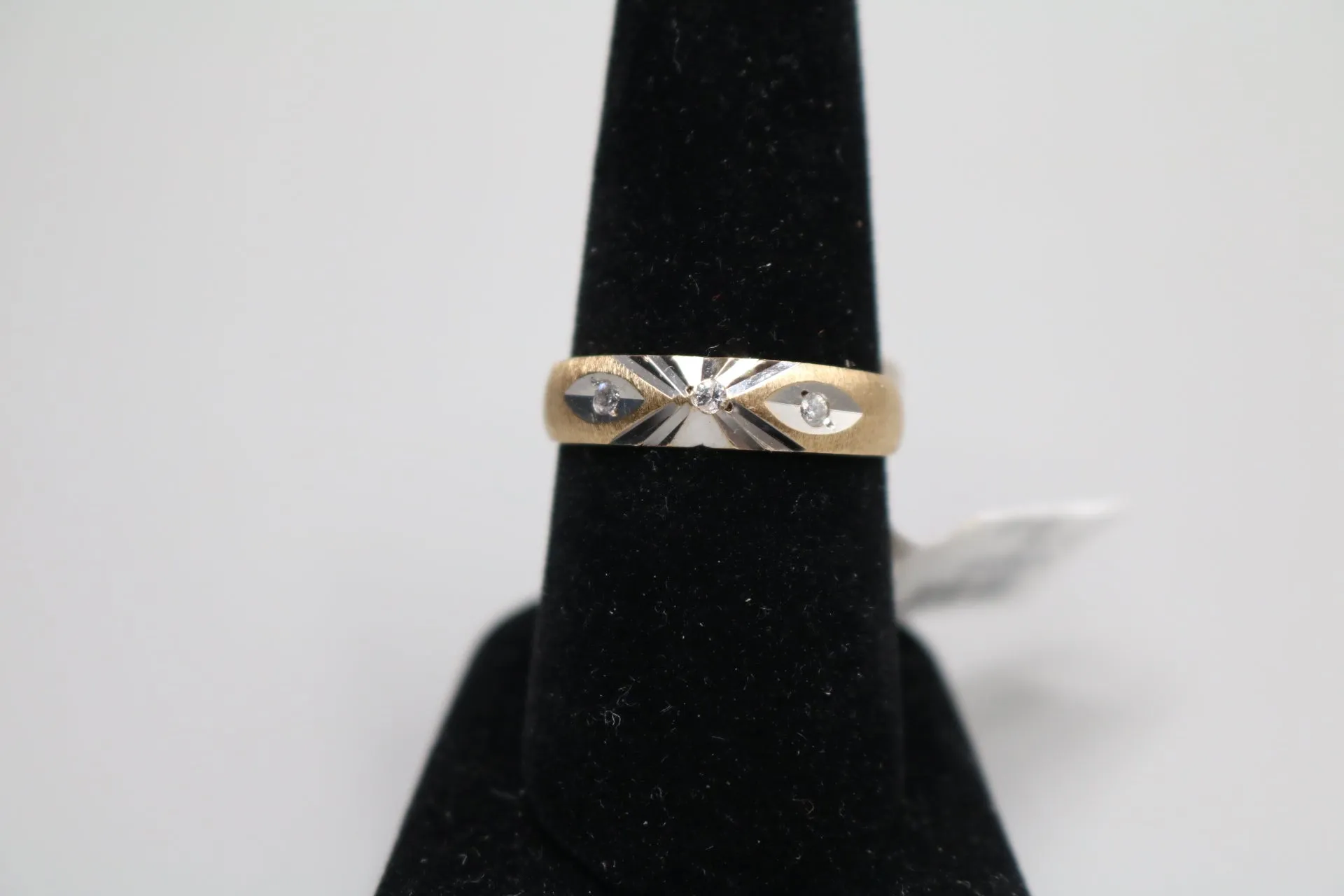 14-Karat Two Tone Past Present Future Style Diamond Ring Size 10 1/3