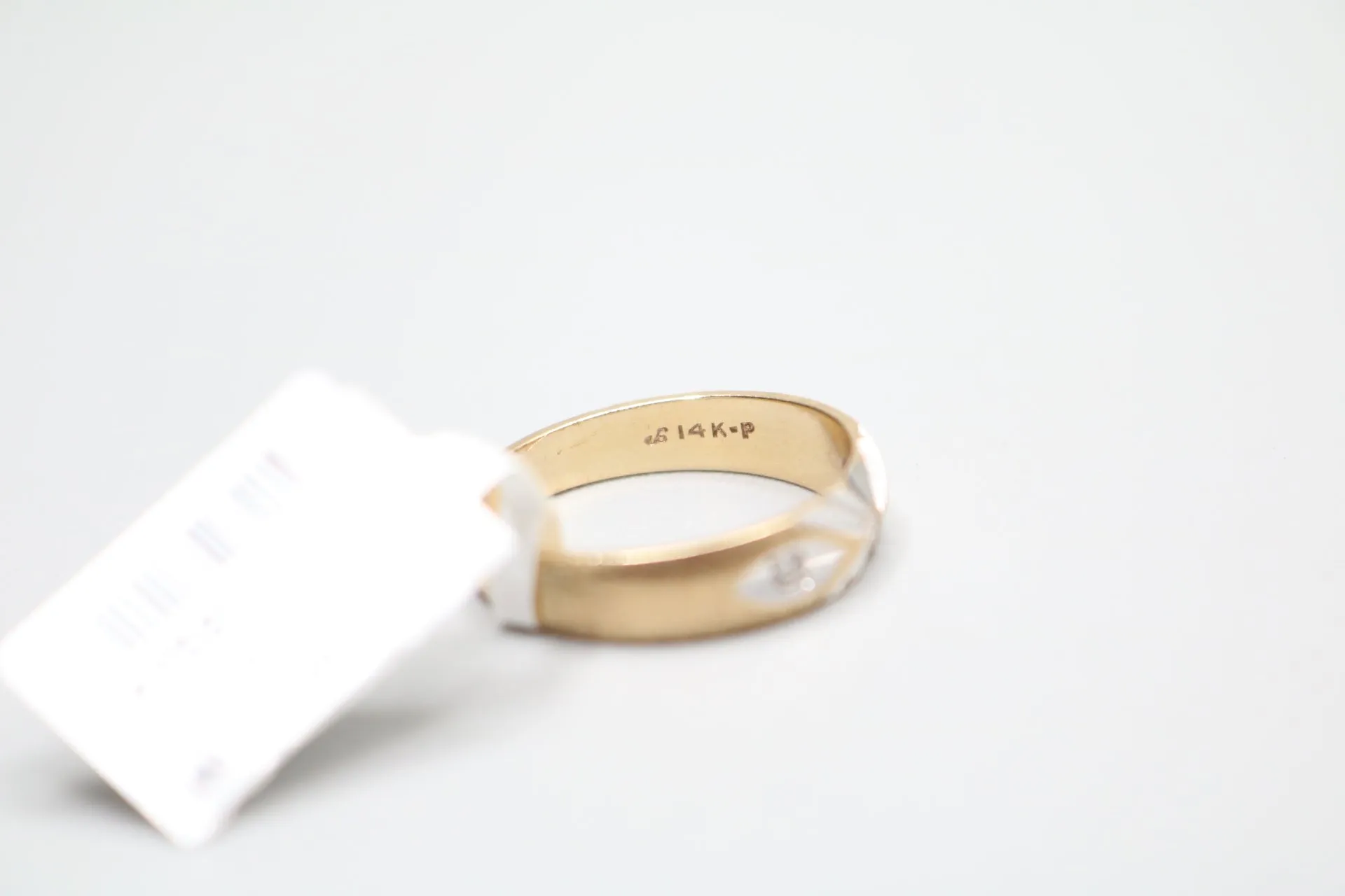 14-Karat Two Tone Past Present Future Style Diamond Ring Size 10 1/3