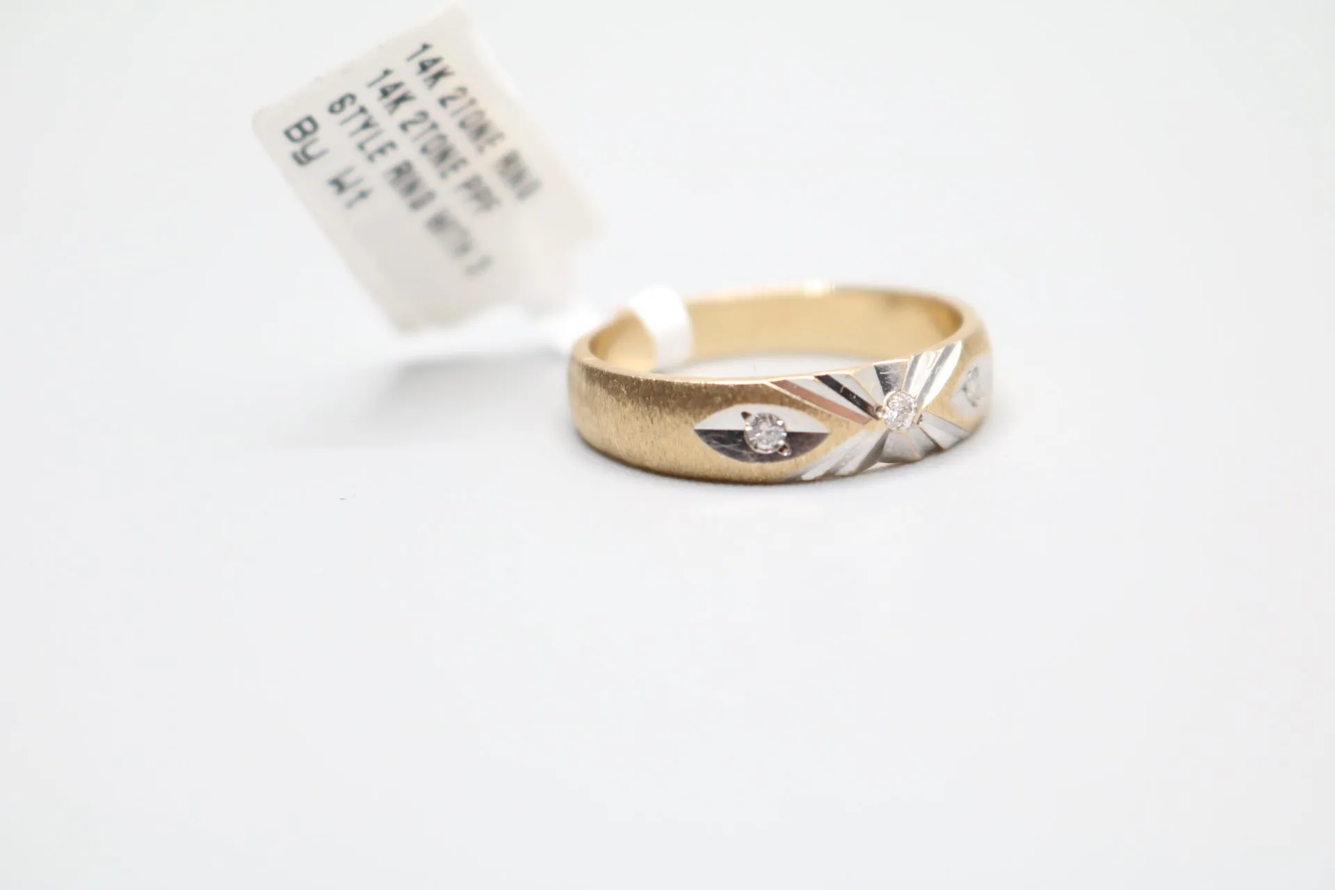 14-Karat Two Tone Past Present Future Style Diamond Ring Size 10 1/3