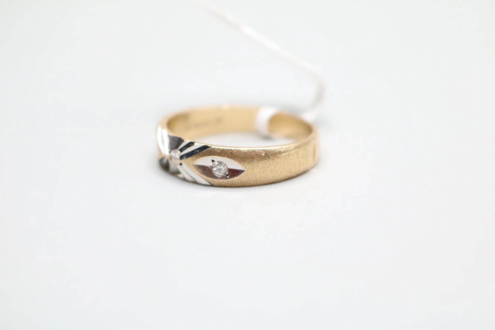 14-Karat Two Tone Past Present Future Style Diamond Ring Size 10 1/3