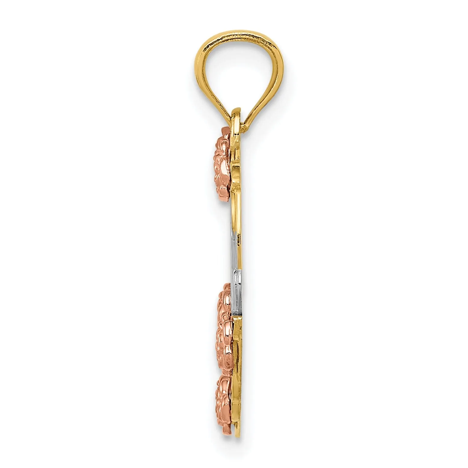 14k Two Tone Gold Mom Heart Charm Pendant