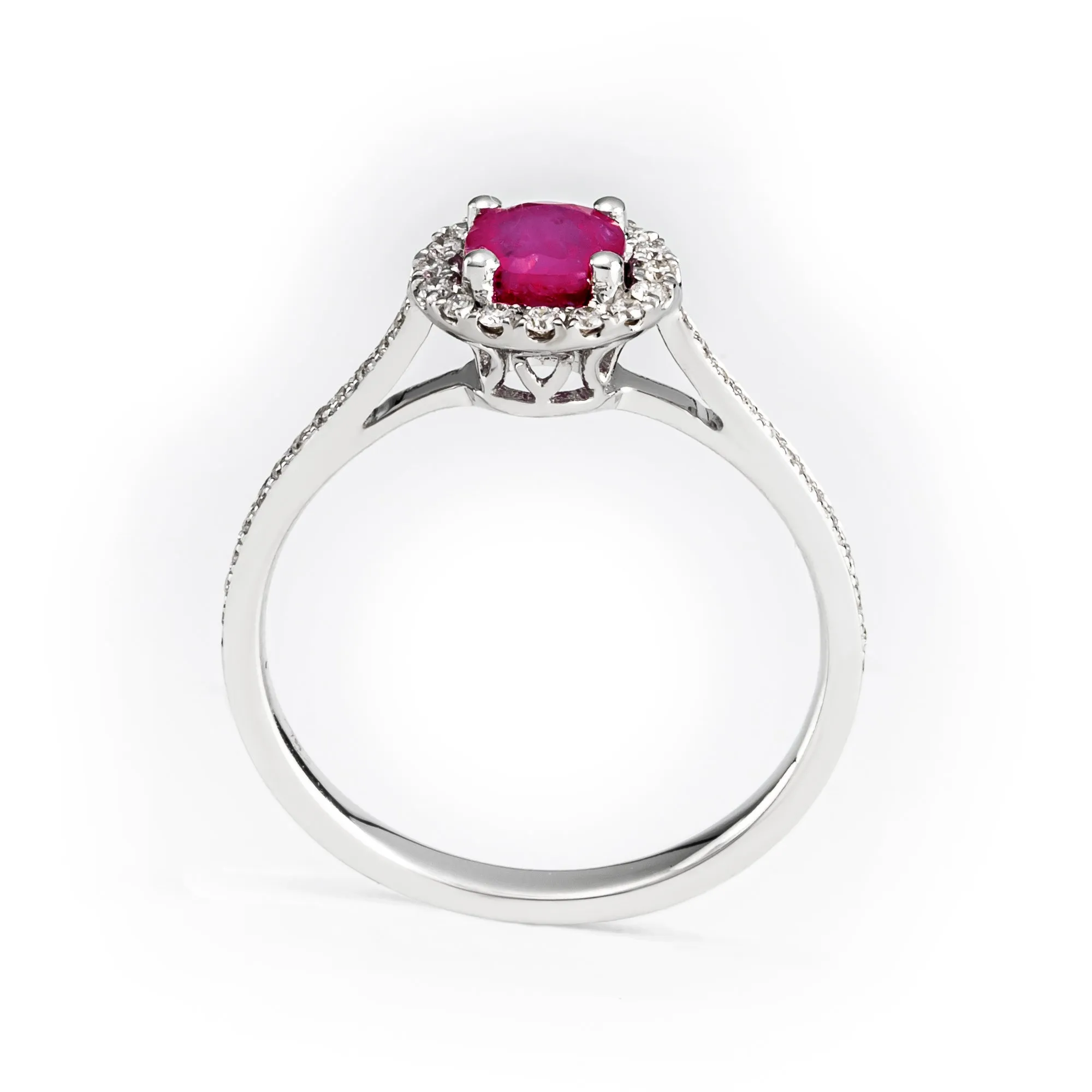 18K White Gold 0.74ct Ruby and Diamond Engagement Ring - 20690946