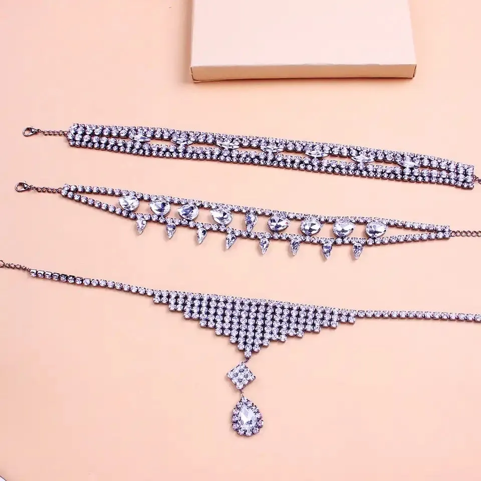 3 Piece Bling Choker Necklace