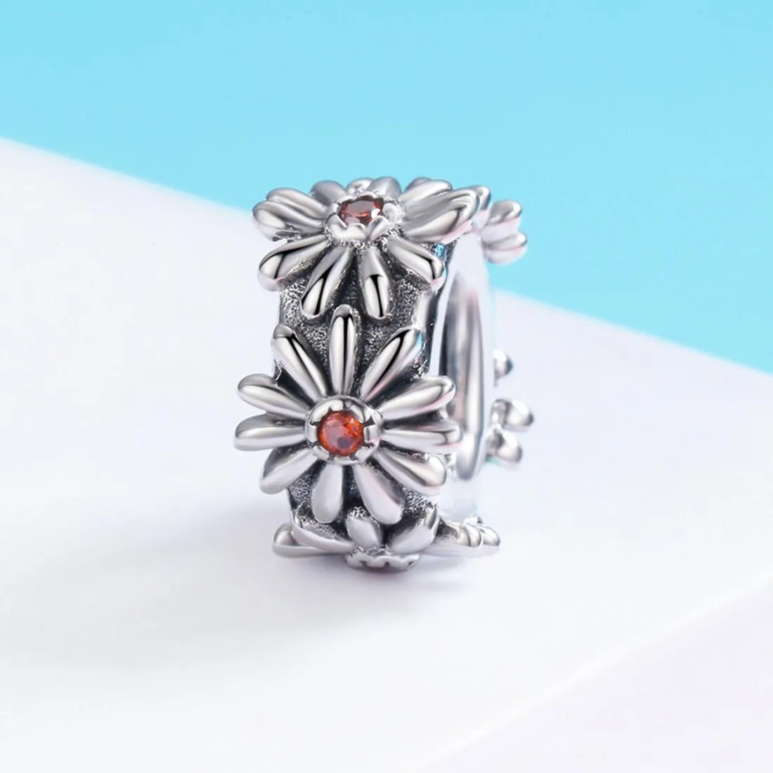 925 Sterling Silver Daisy Wreath Beads For Diy Bracelets & Necklaces