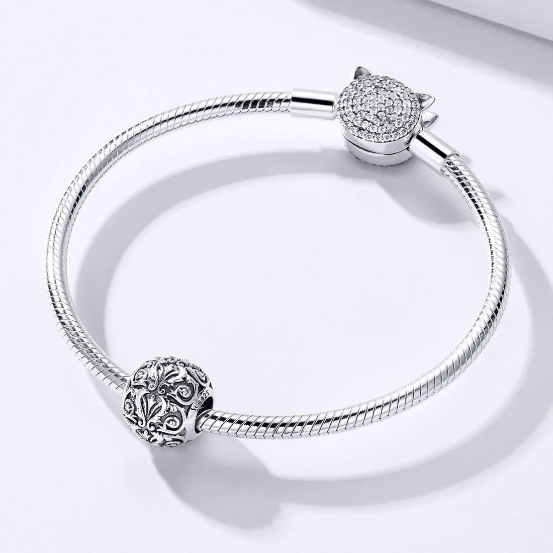 925 Sterling Silver Retro Flower Texture Beads For Diy Bracelets & Necklaces