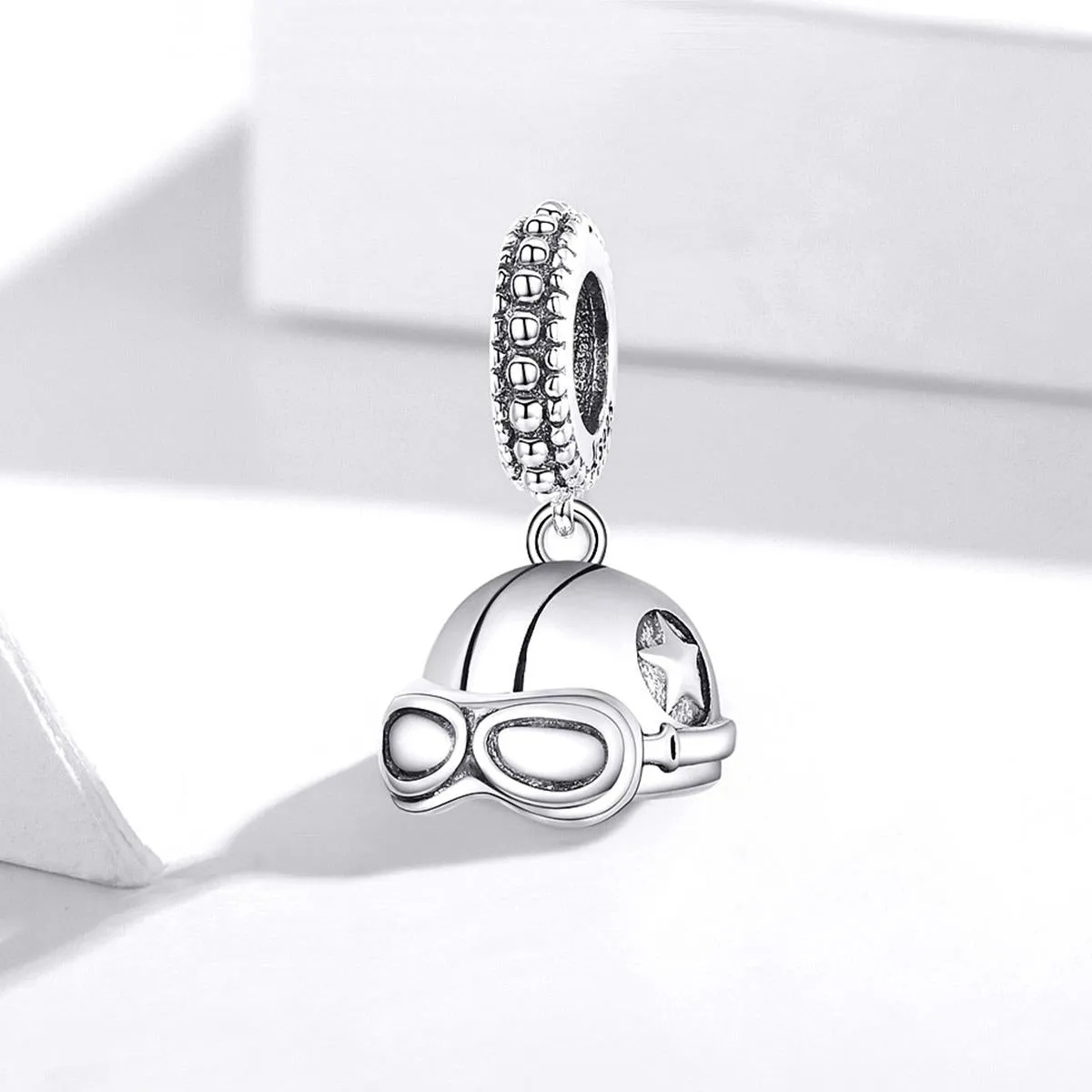 925 Sterling Silver Retro Helmet Pendant For Diy Bracelets & Necklaces