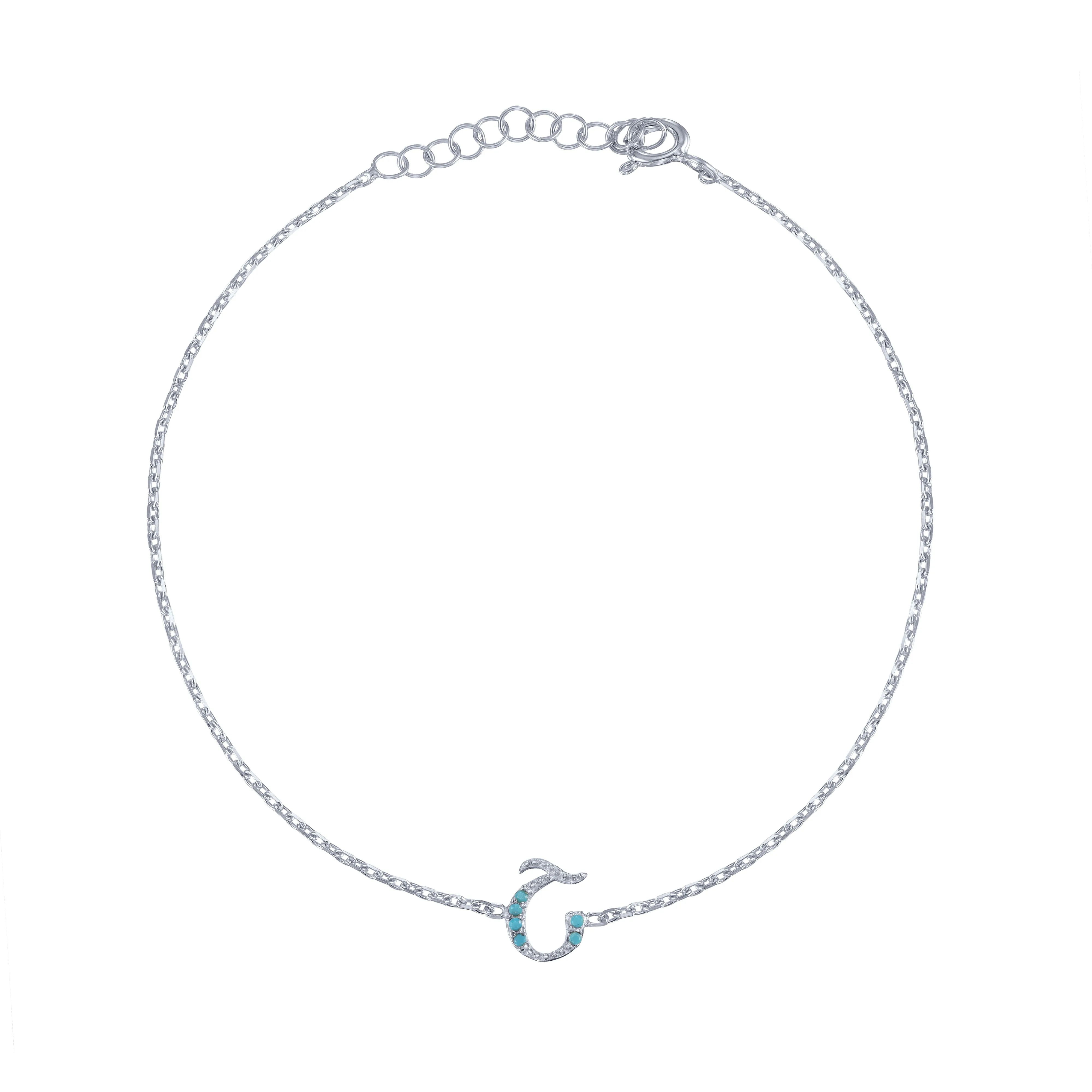 Armenian Initial Bracelet Silver w/ Turquoise Stones