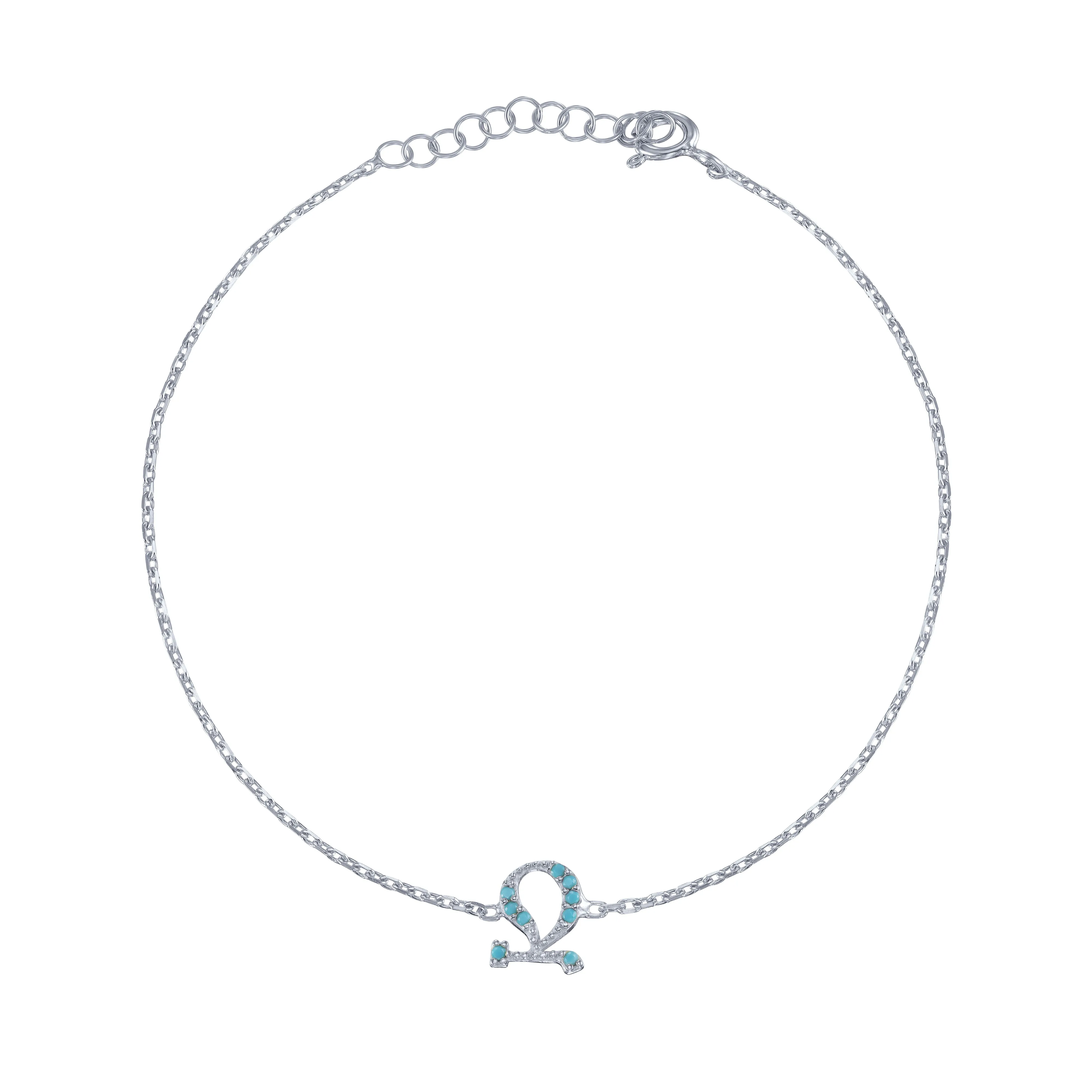 Armenian Initial Bracelet Silver w/ Turquoise Stones