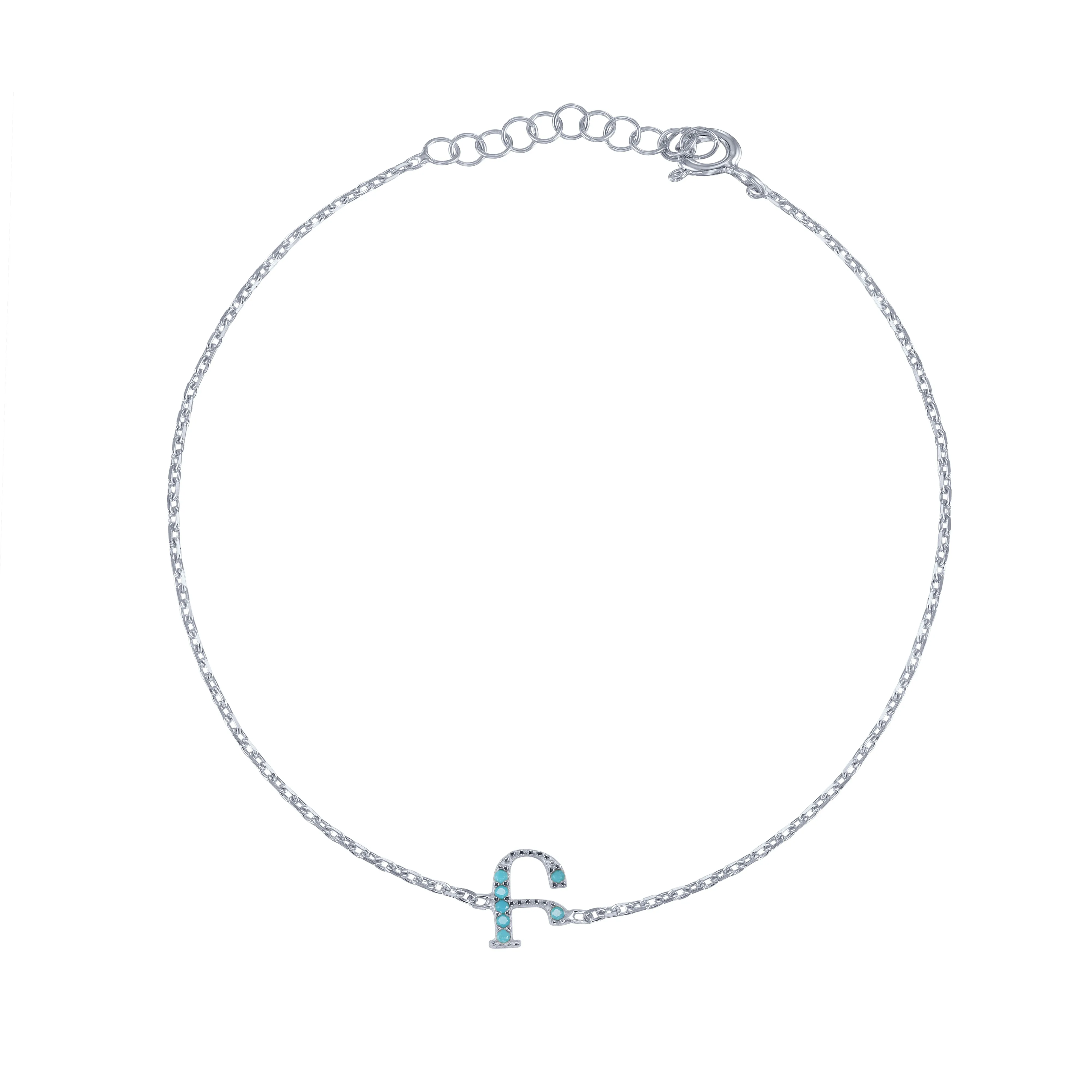 Armenian Initial Bracelet Silver w/ Turquoise Stones