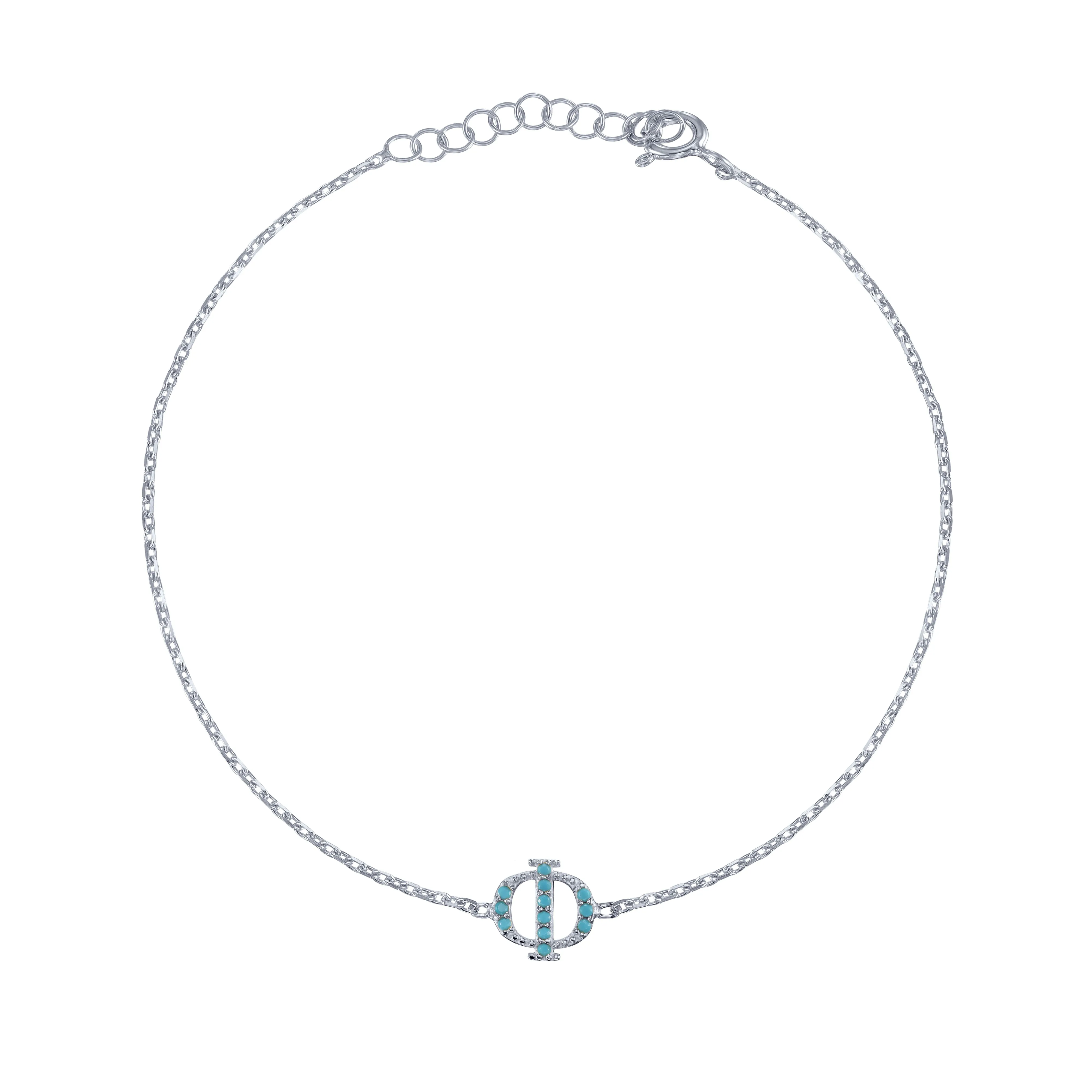 Armenian Initial Bracelet Silver w/ Turquoise Stones