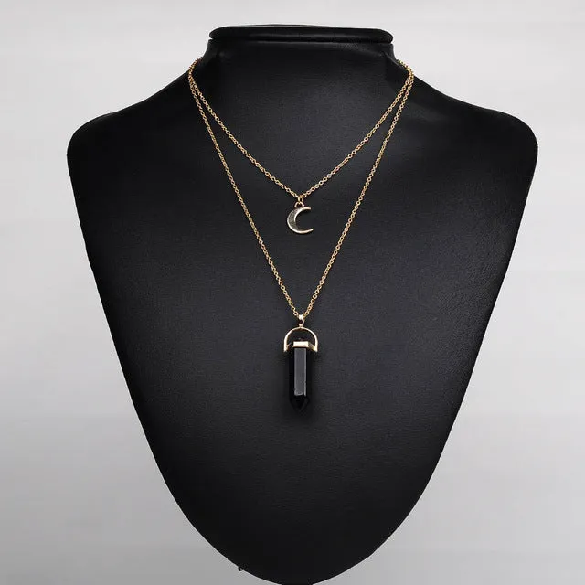 Artilady natural opal stone moon choker necklace fashion gold color stone stone crystal pendant necklace for women 11