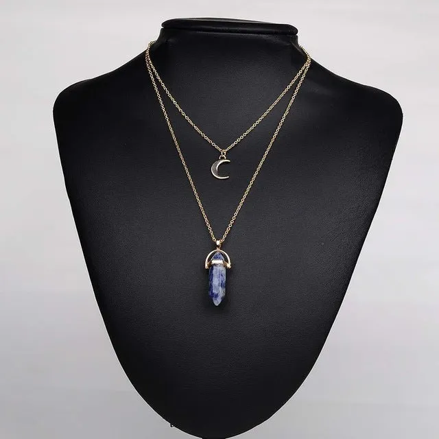 Artilady natural opal stone moon choker necklace fashion gold color stone stone crystal pendant necklace for women 11