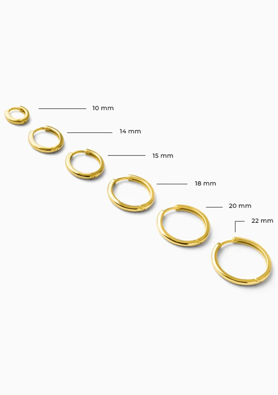 Basic 10 Hoop Earrings Gold