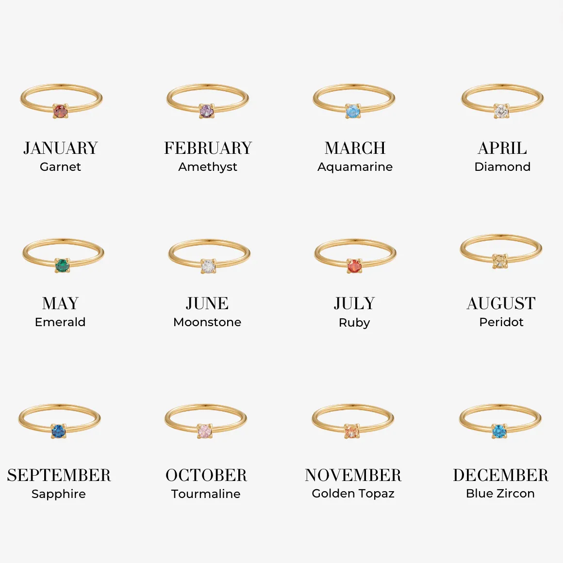 Birthstone 18K Gold Rings