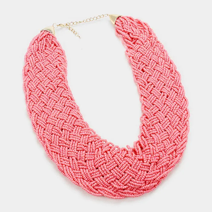 Braided Beaded Statement Necklace
