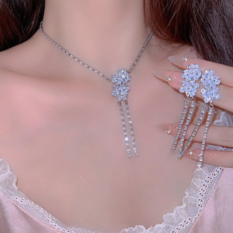 Cascading Flower Jewelry Set