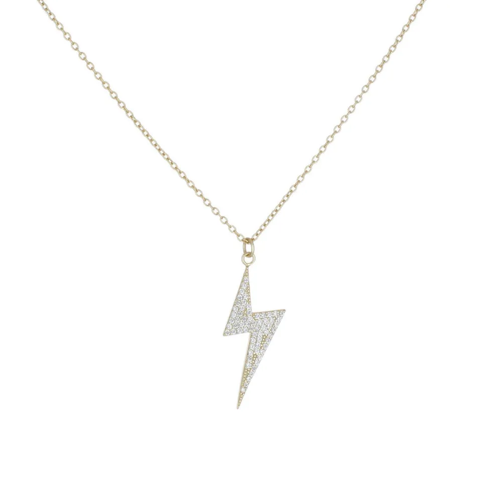 DANGLING PAVE LIGHTNING BOLT NECKLACE