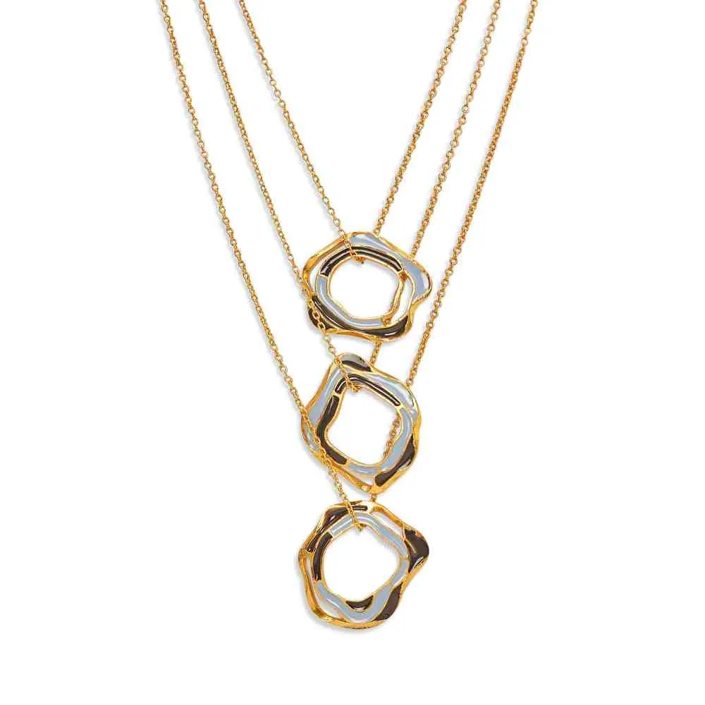 Dhwani Bansal Adjustable Gold And Blue Black Enamel Aqua Layered Necklace