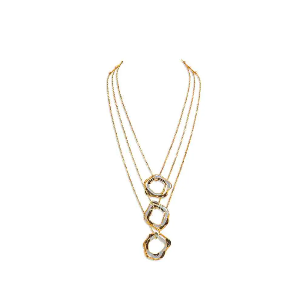 Dhwani Bansal Adjustable Gold And Blue Black Enamel Aqua Layered Necklace