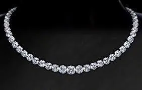 DIAMANTE 1/2 CT DIAMOND 14K WHITE GOLD CURVED NECKLACE BY ROYAL JEWELRY