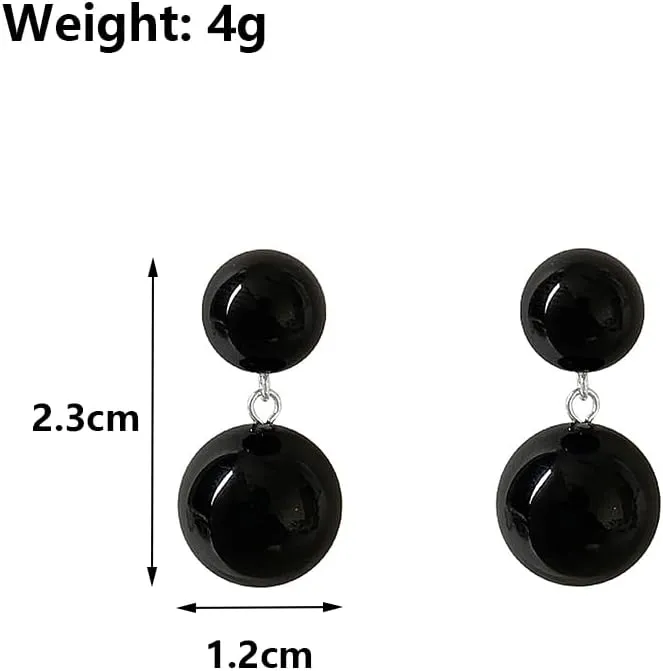 Double Pearl Dangle Drop Earrings for Women Lover,Fashion Double Ball Beads Dangling Earrings Statement Earrings Anniversary Jewelry Gifts