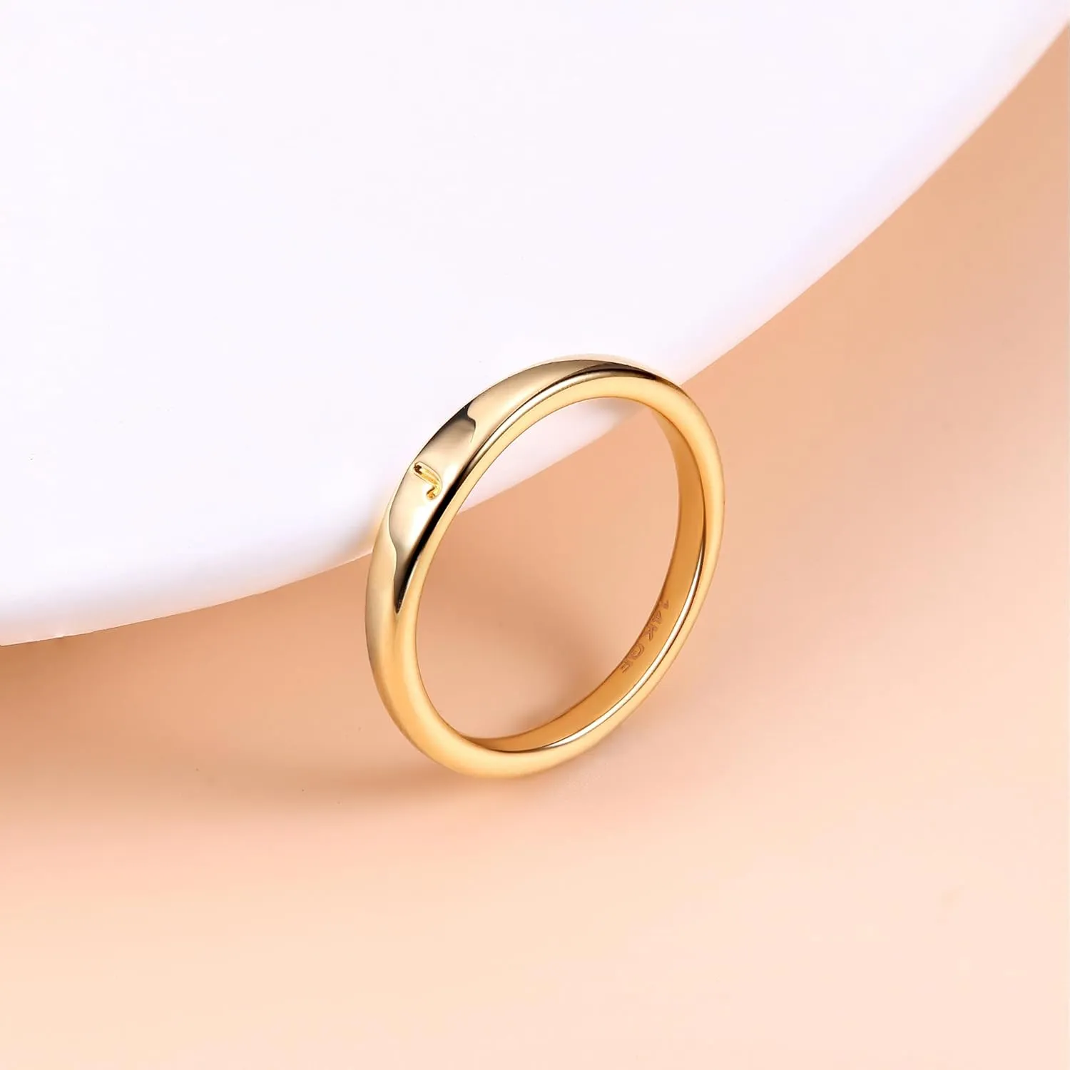FIASASO Gold Filled Initial Rings for Women 14K Gold Signet Rings Dainty Gold Ring Tarnish Free Simple Gold Vermeil Ring Non Tarnish Stackable Knuckle Rings Gold Filled Jewelry Waterproof Size 6 7 8 9 10