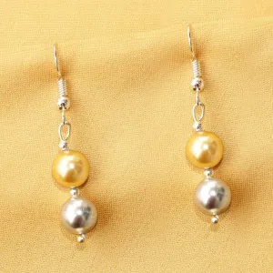 Imeora Silver Golden 8mm Shell Pearl Earrings