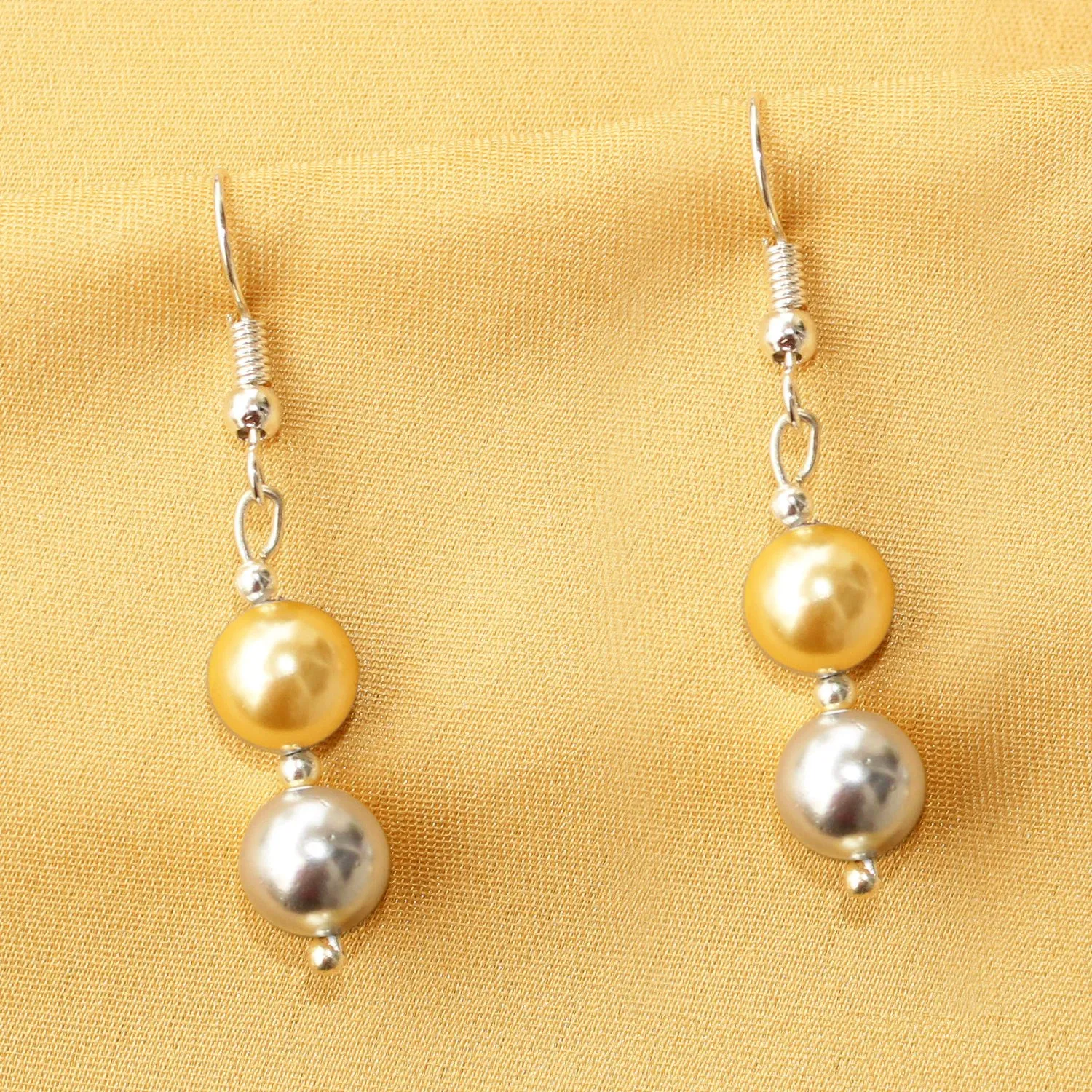 Imeora Silver Golden 8mm Shell Pearl Earrings