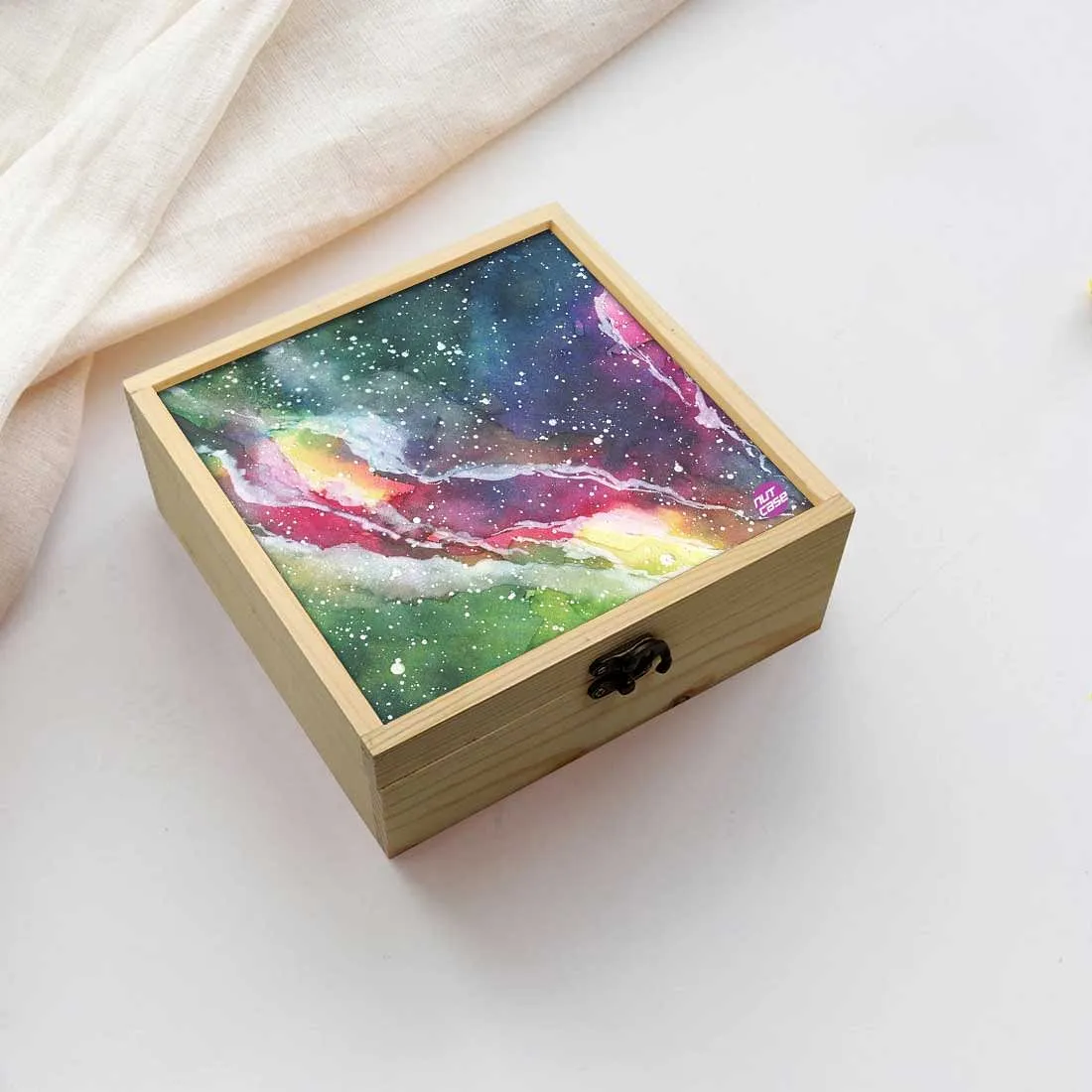 Jewellery Box Makepup Organizer -  Space Green Watercolor