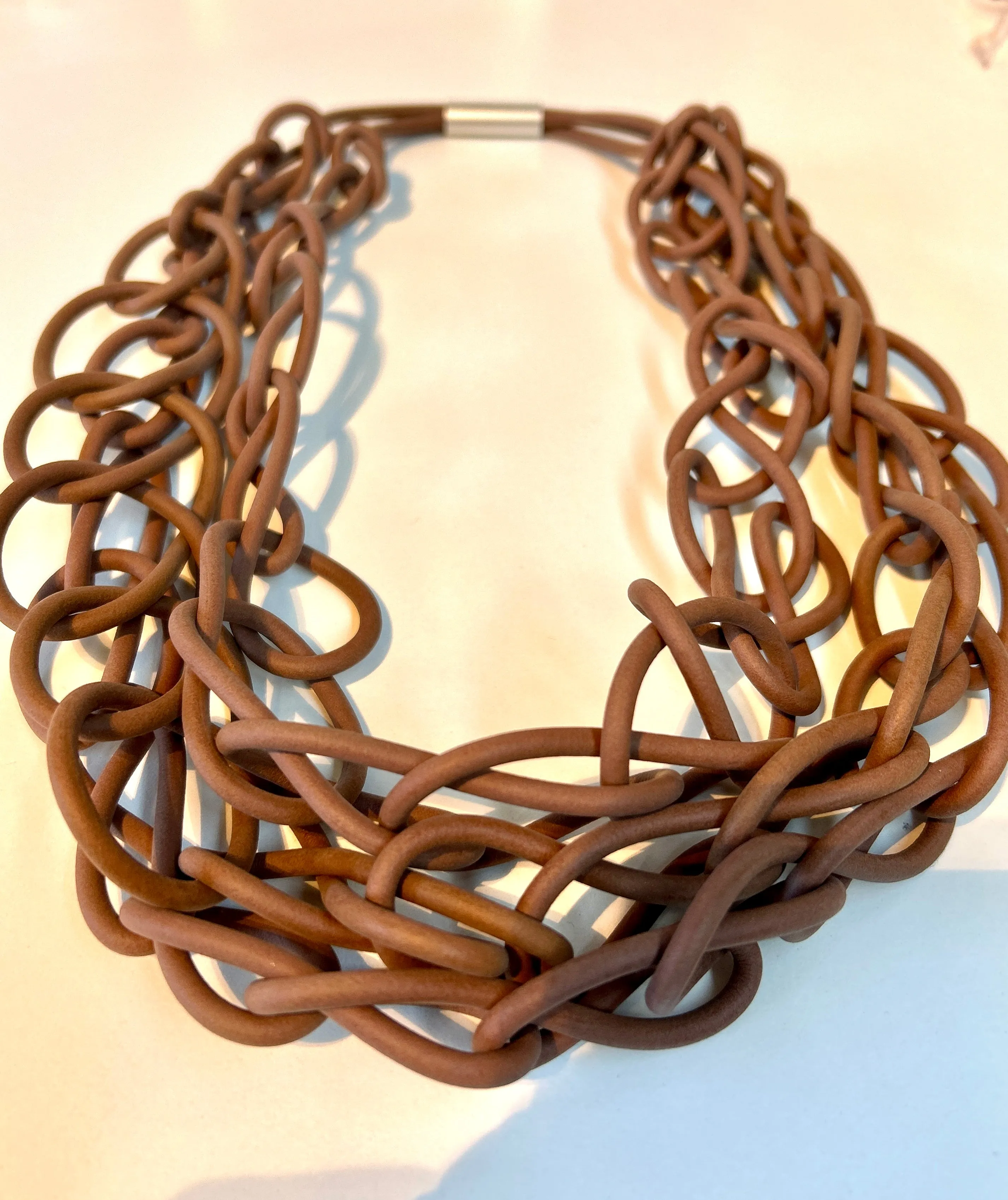 Large Rubber link ID Bailey Chain Statement Necklace