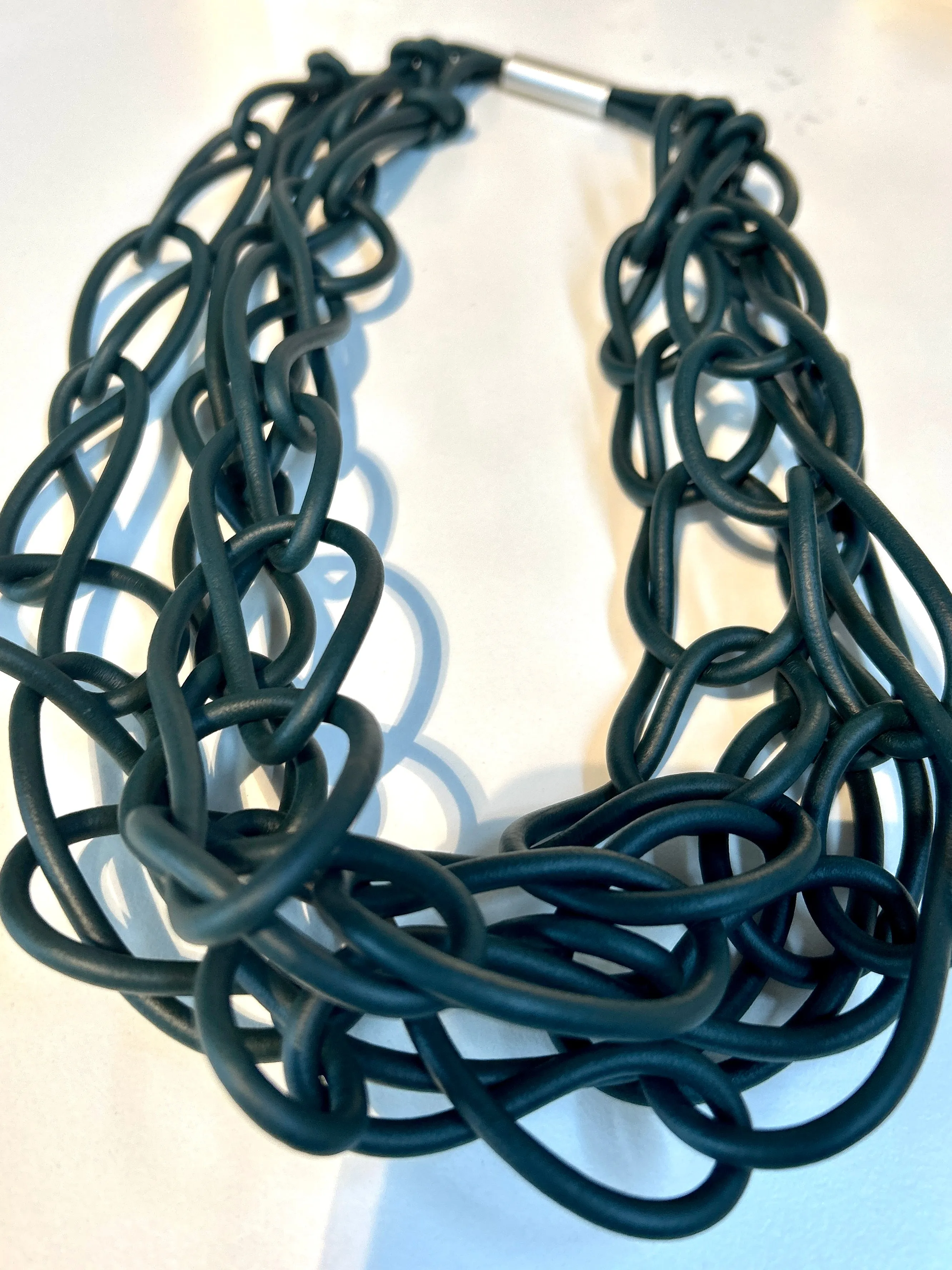 Large Rubber link ID Bailey Chain Statement Necklace