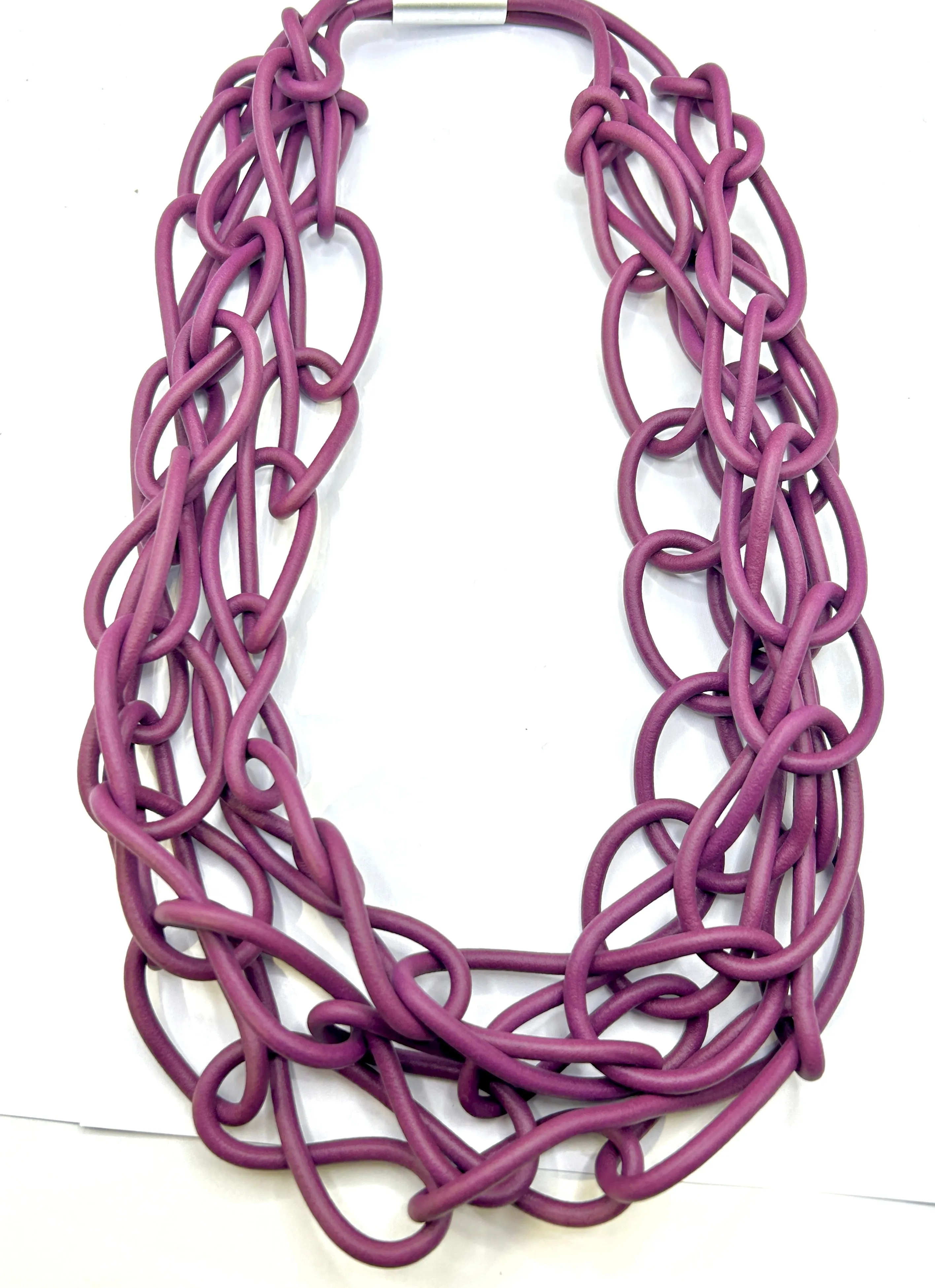 Large Rubber link ID Bailey Chain Statement Necklace