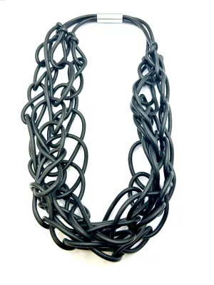 Large Rubber link ID Bailey Chain Statement Necklace