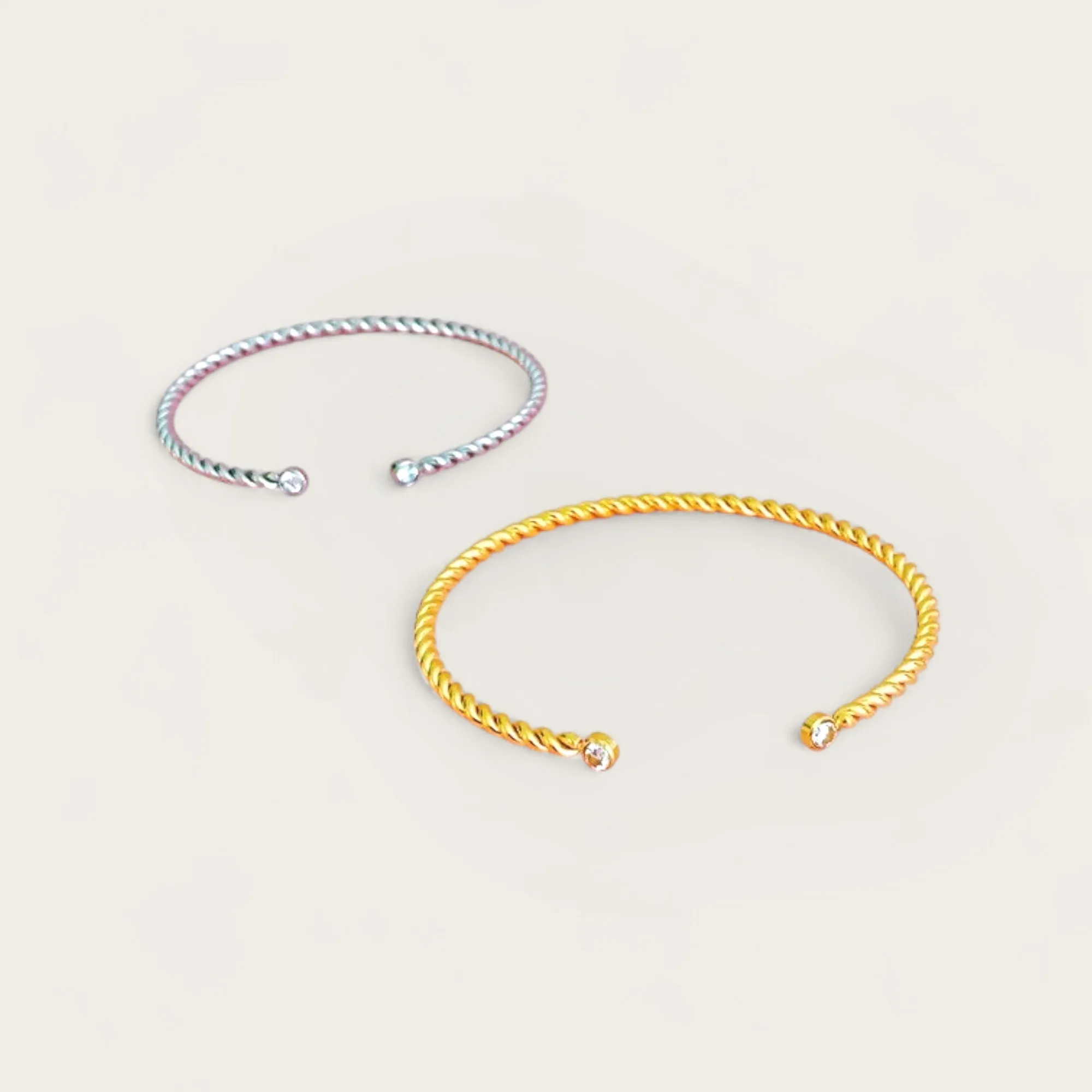 Minimalist Open Cable Stainless Steel Bangle Bracelet