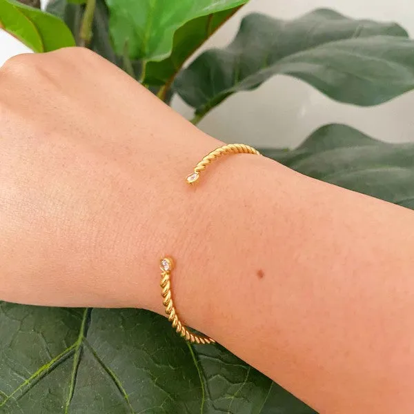 Minimalist Open Cable Stainless Steel Bangle Bracelet