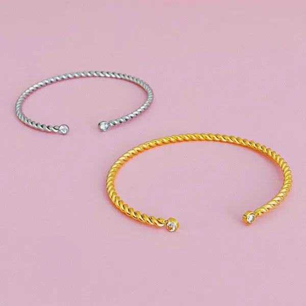 Minimalist Open Cable Stainless Steel Bangle Bracelet