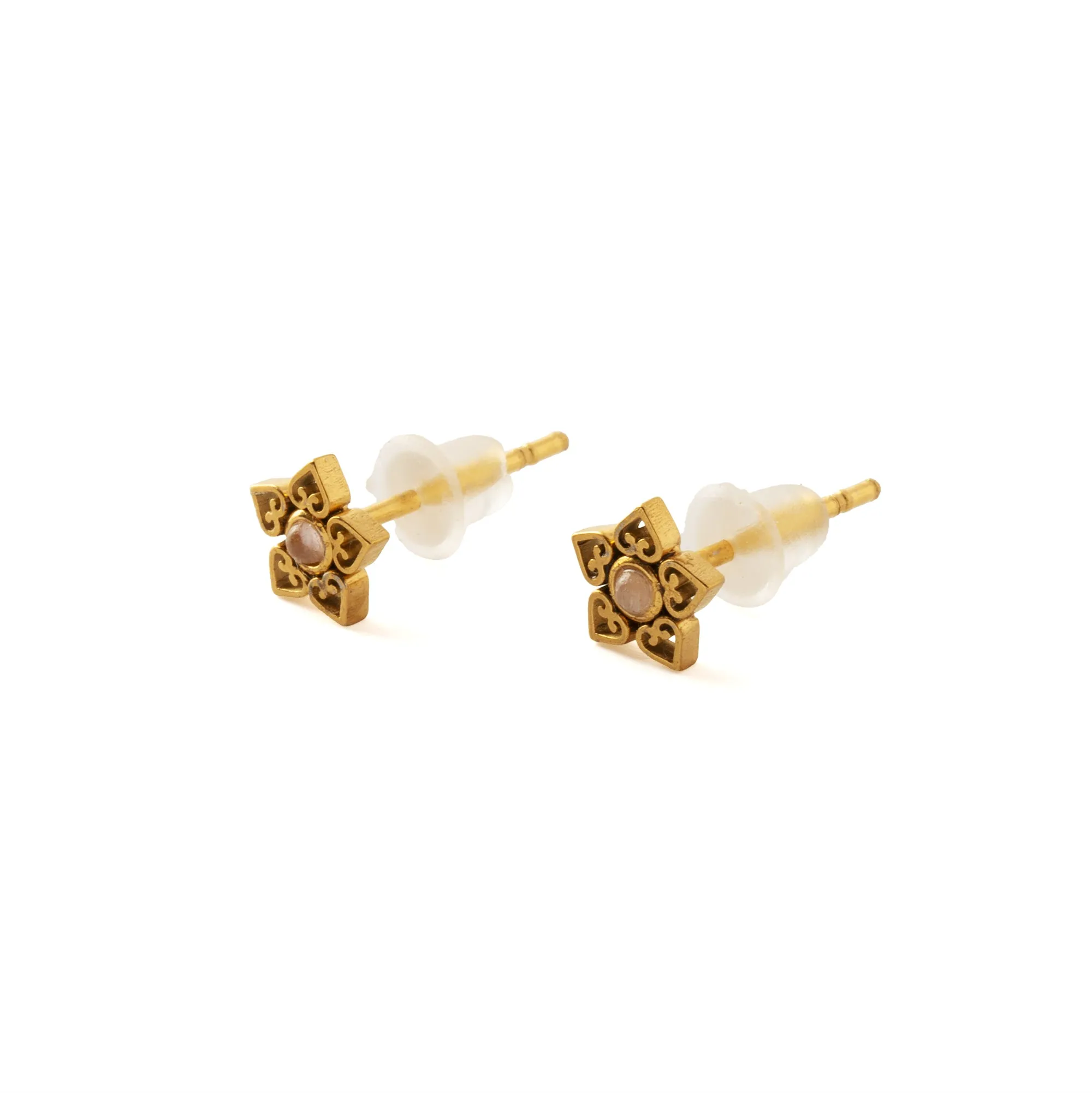 Neptune's Flower Studs with Cat Eye