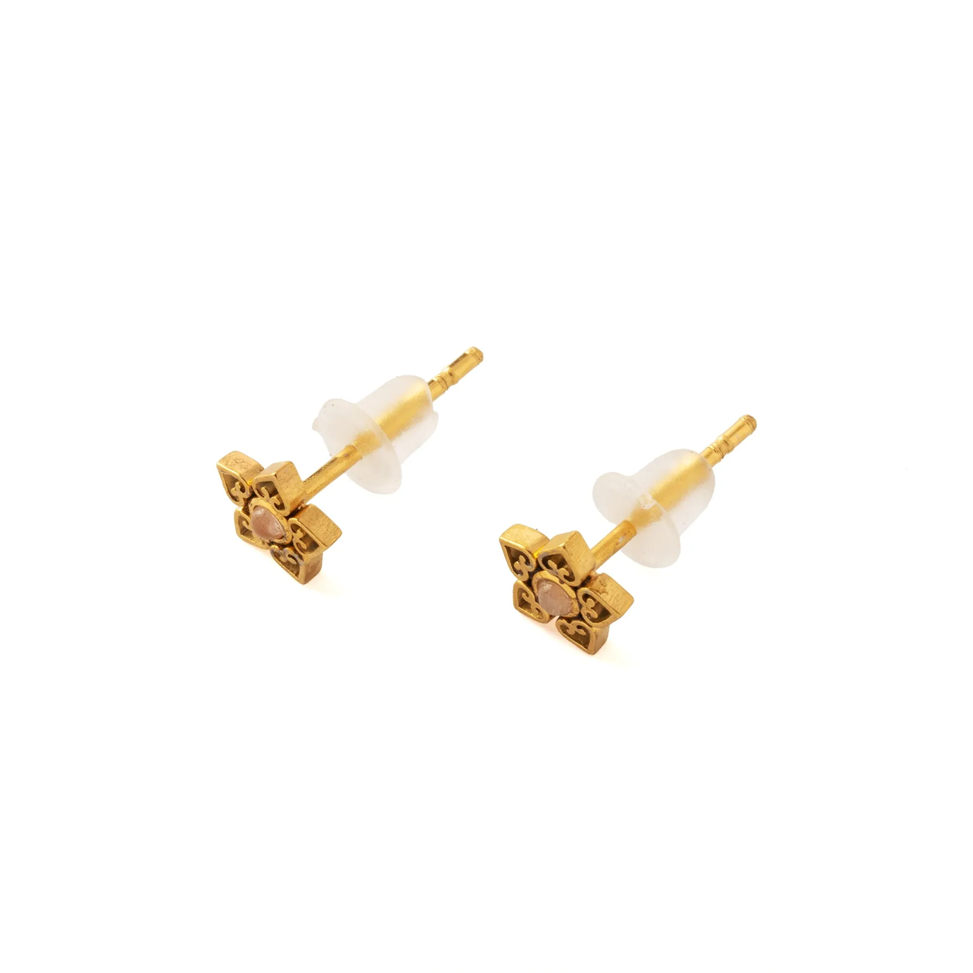 Neptune's Flower Studs with Cat Eye