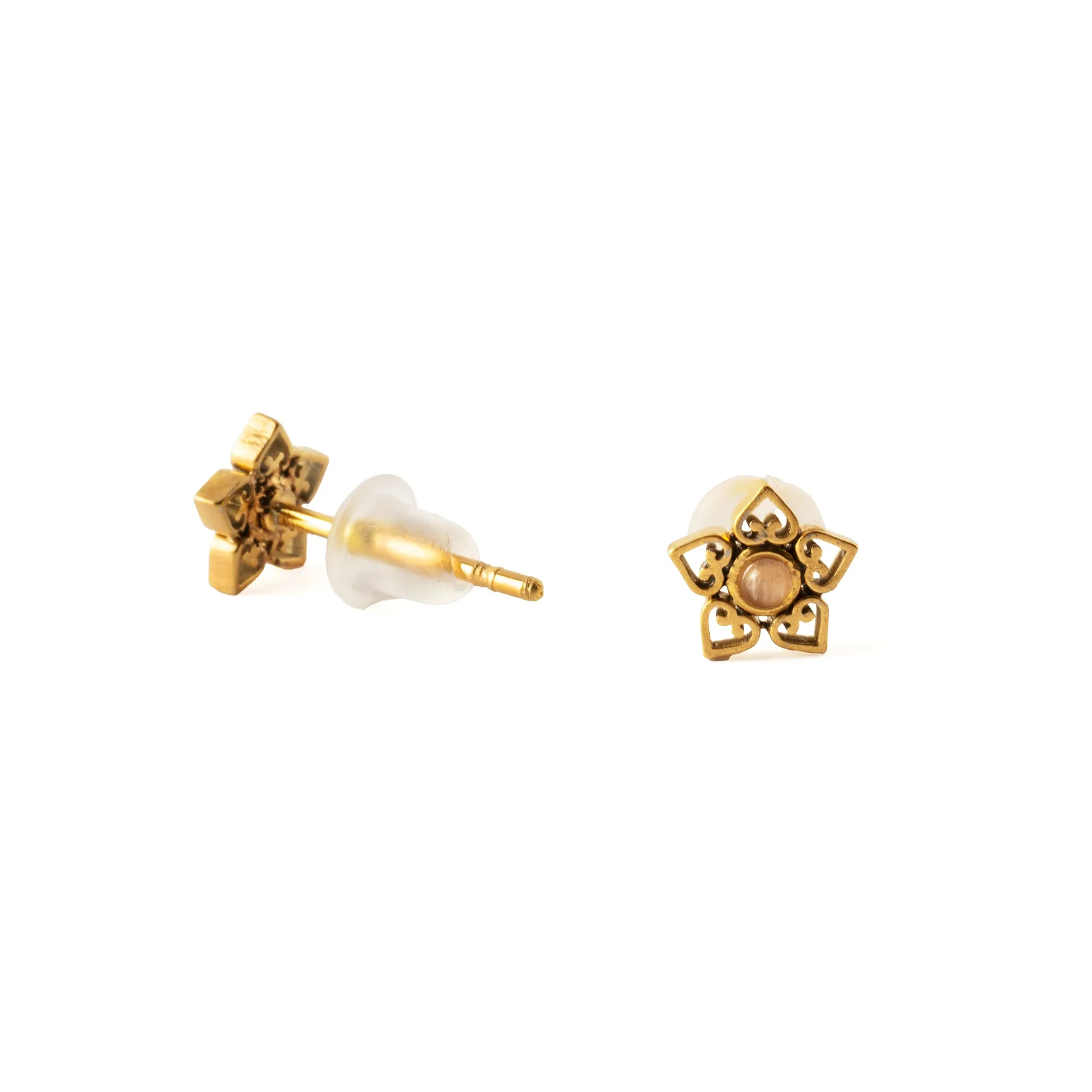 Neptune's Flower Studs with Cat Eye