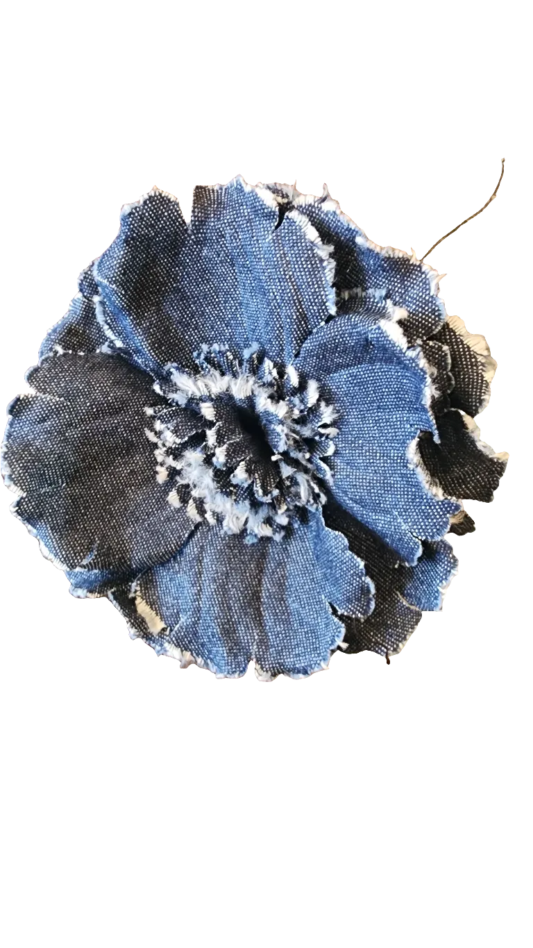 New York Hand crafted flower brooch - Denim