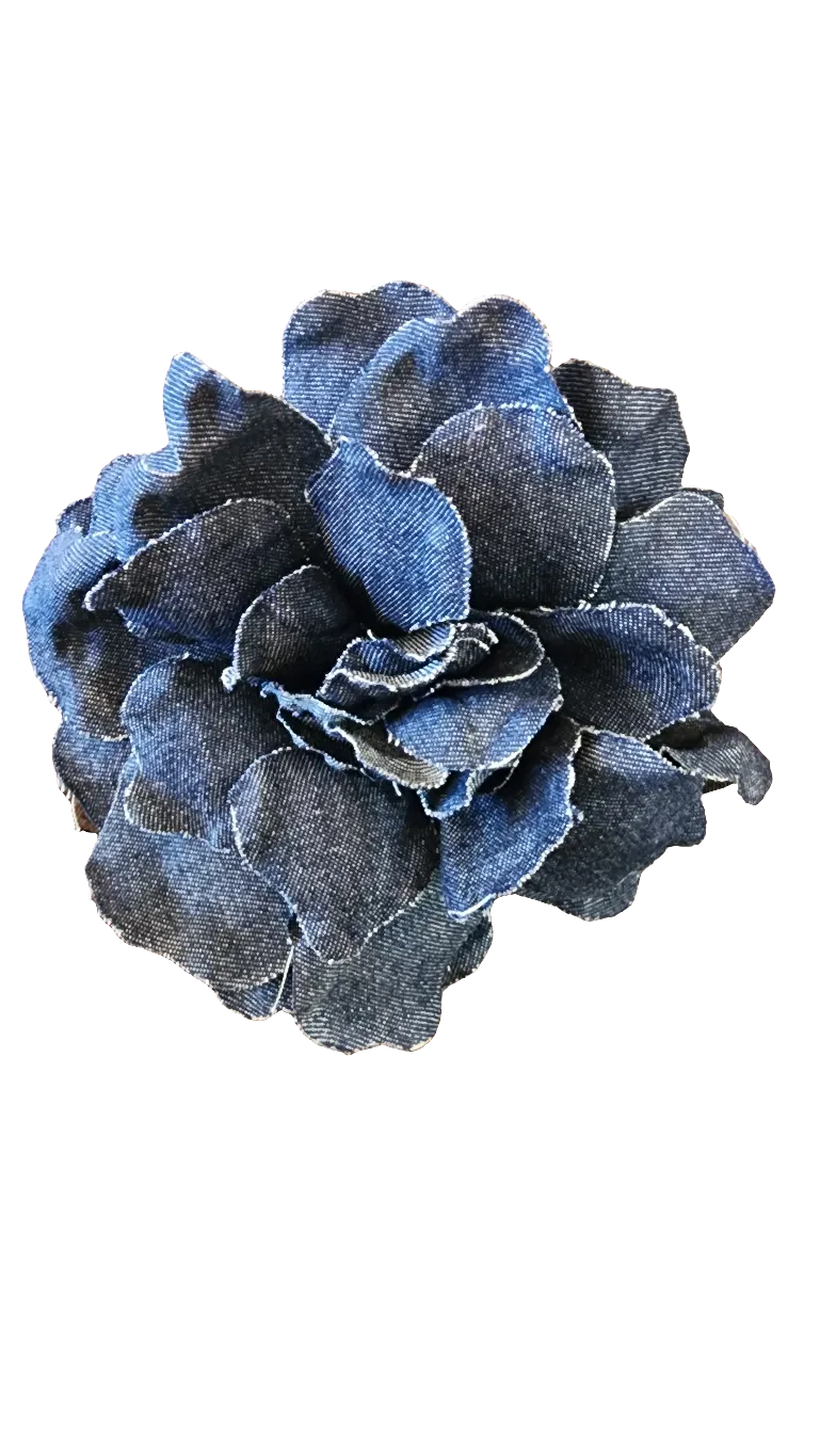 New York Hand crafted flower brooch - Denim