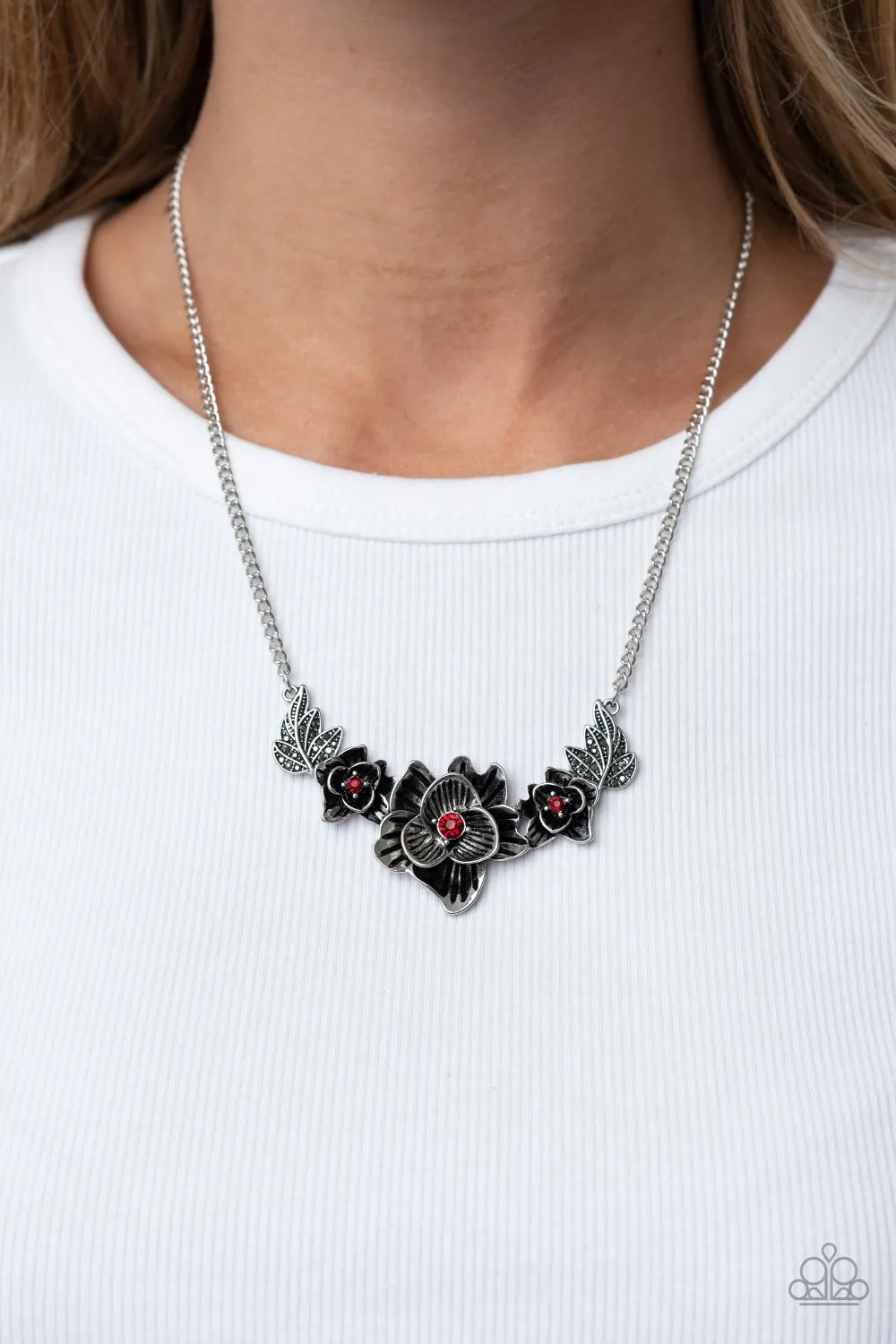 Paparazzi Botanical Breeze Red Necklace & Earring Set